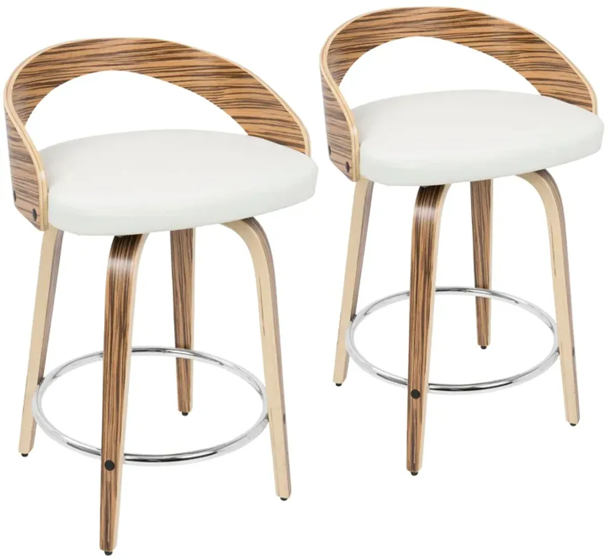 Grotto - Contemporary Fixed Height Counter Stool & Swivel With Round Footrest (Set of 2)