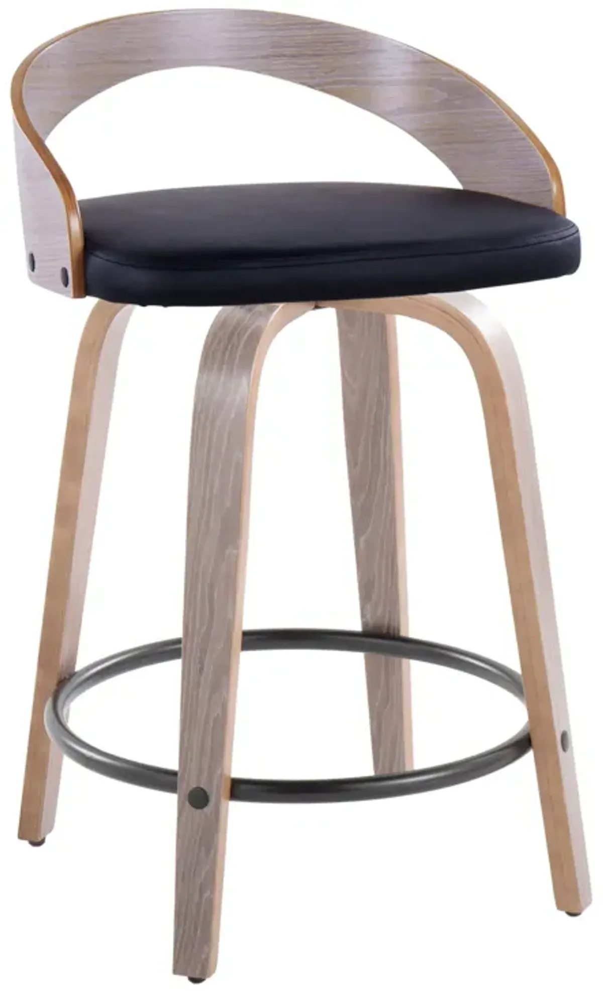 Grotto - Contemporary Fixed Height Counter Stool & Swivel With Round Footrest (Set of 2)