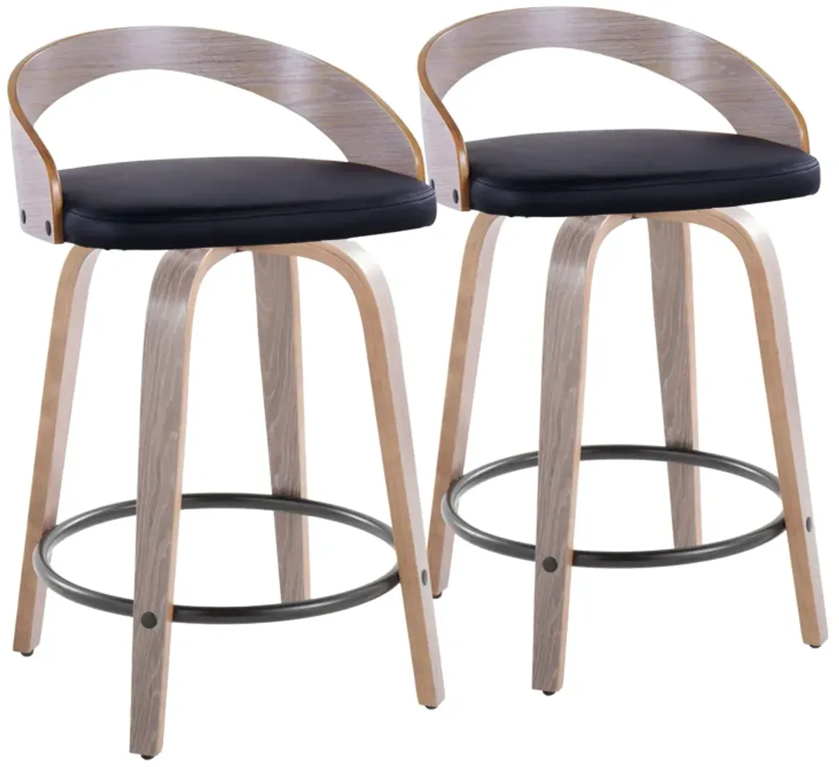 Grotto - Contemporary Fixed Height Counter Stool & Swivel With Round Footrest (Set of 2)