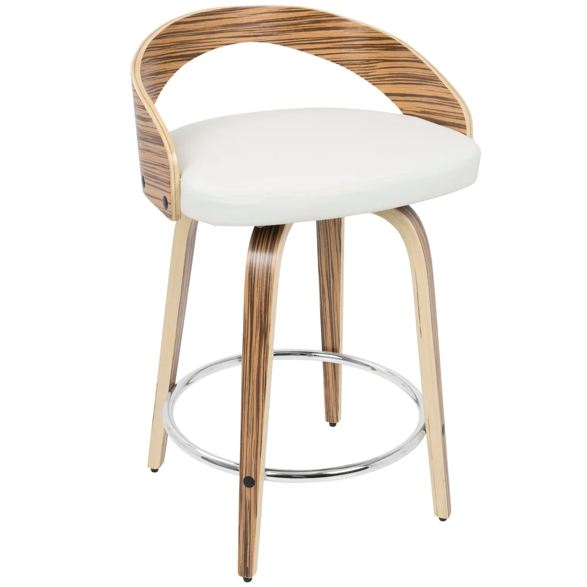 Grotto - Contemporary Fixed Height Counter Stool & Swivel With Round Footrest (Set of 2)