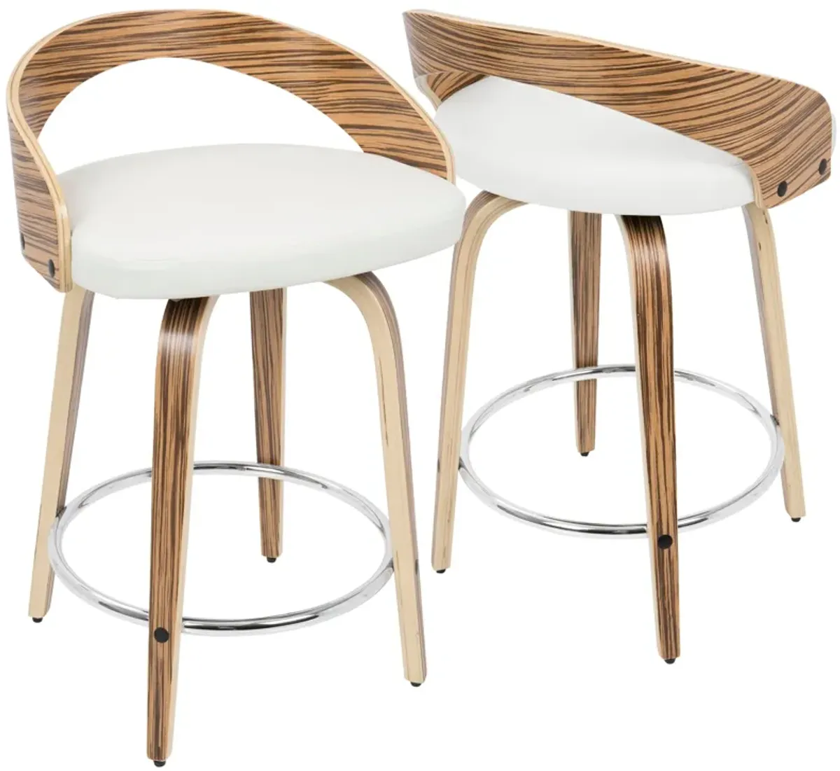 Grotto - Contemporary Fixed Height Counter Stool & Swivel With Round Footrest (Set of 2)