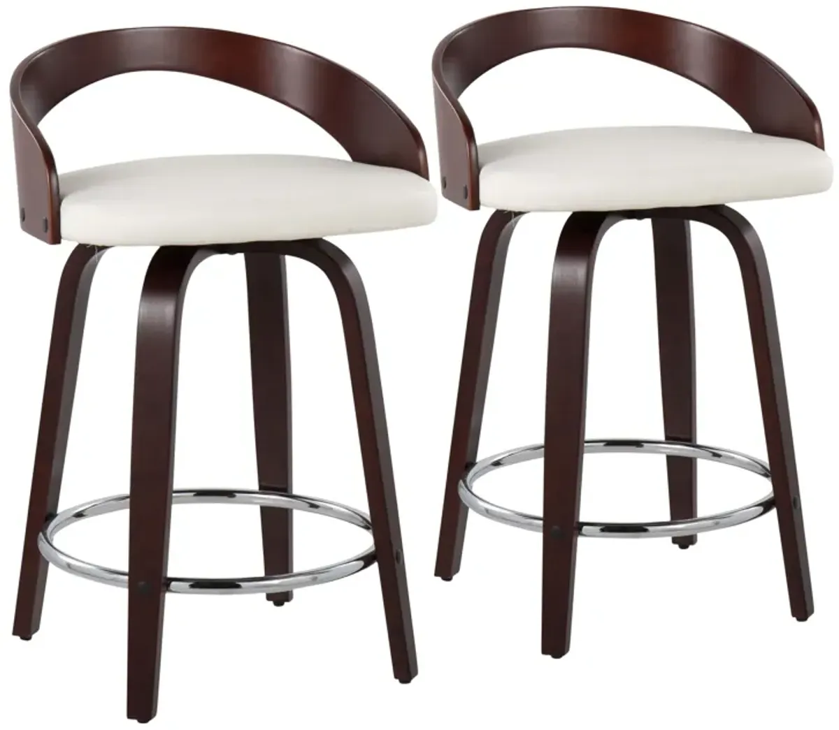 Grotto - Contemporary Fixed Height Counter Stool & Swivel With Round Footrest (Set of 2)