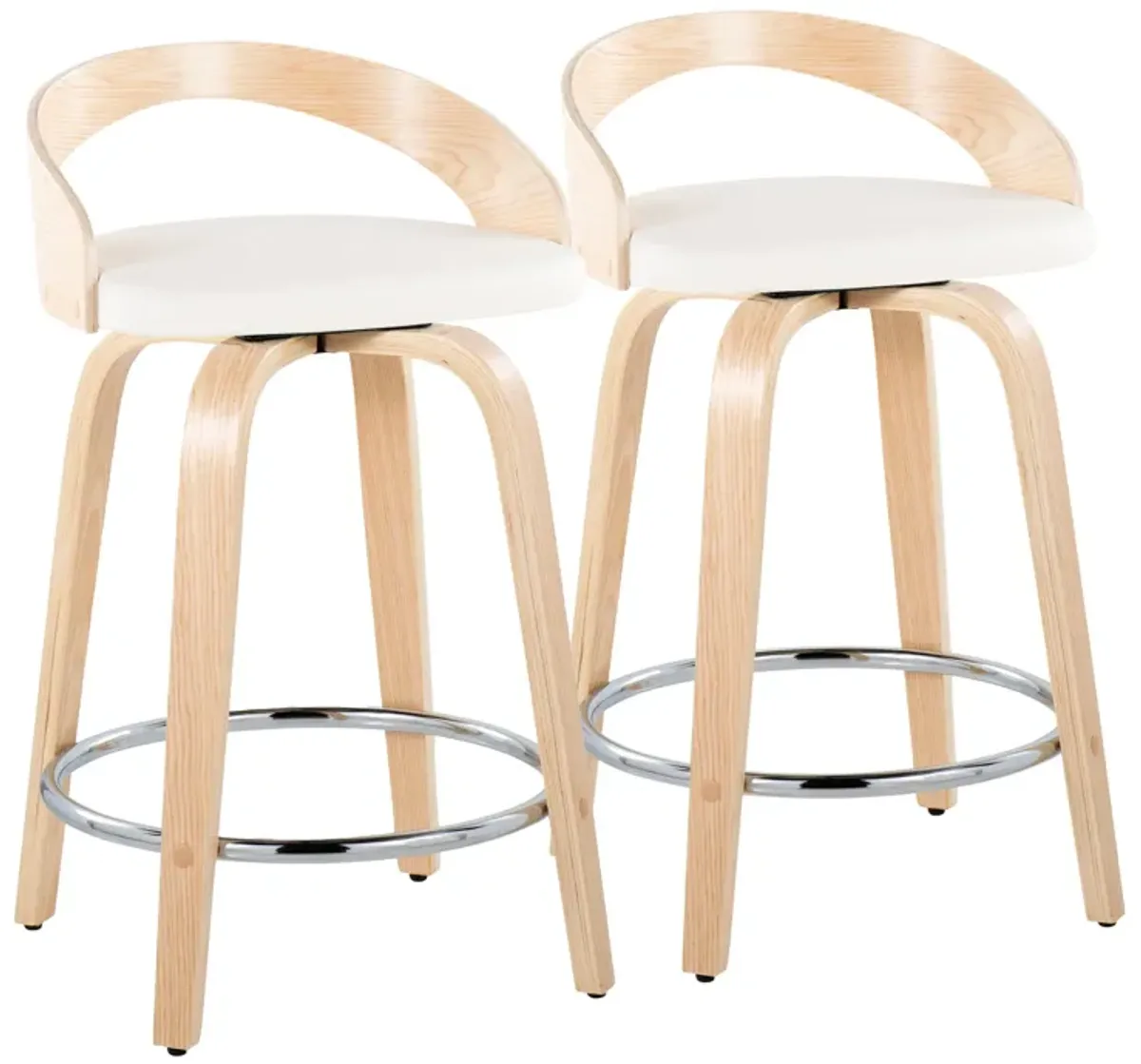 Grotto - Contemporary Fixed Height Counter Stool & Swivel, Round Footrest (Set of 2)