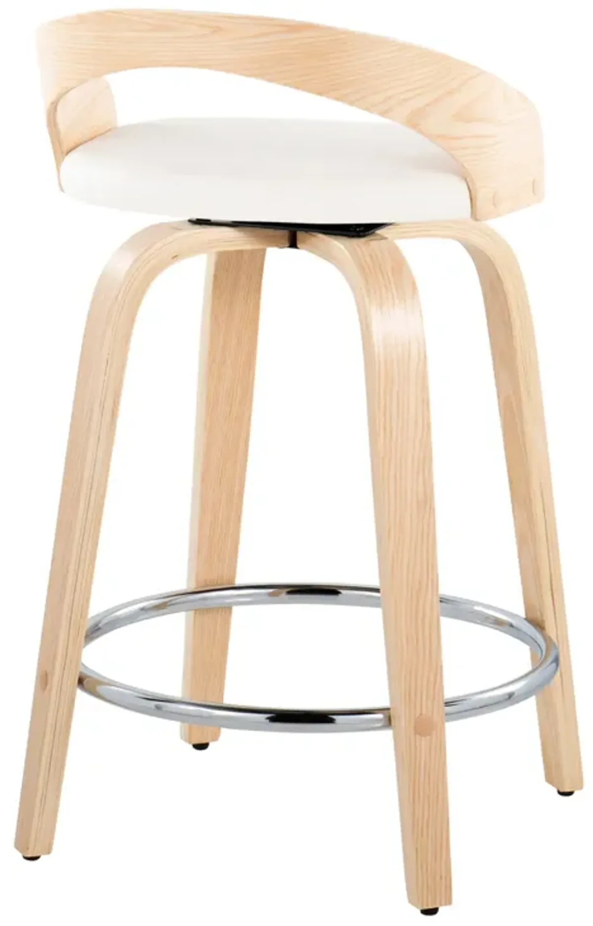 Grotto - Contemporary Fixed Height Counter Stool & Swivel, Round Footrest (Set of 2)