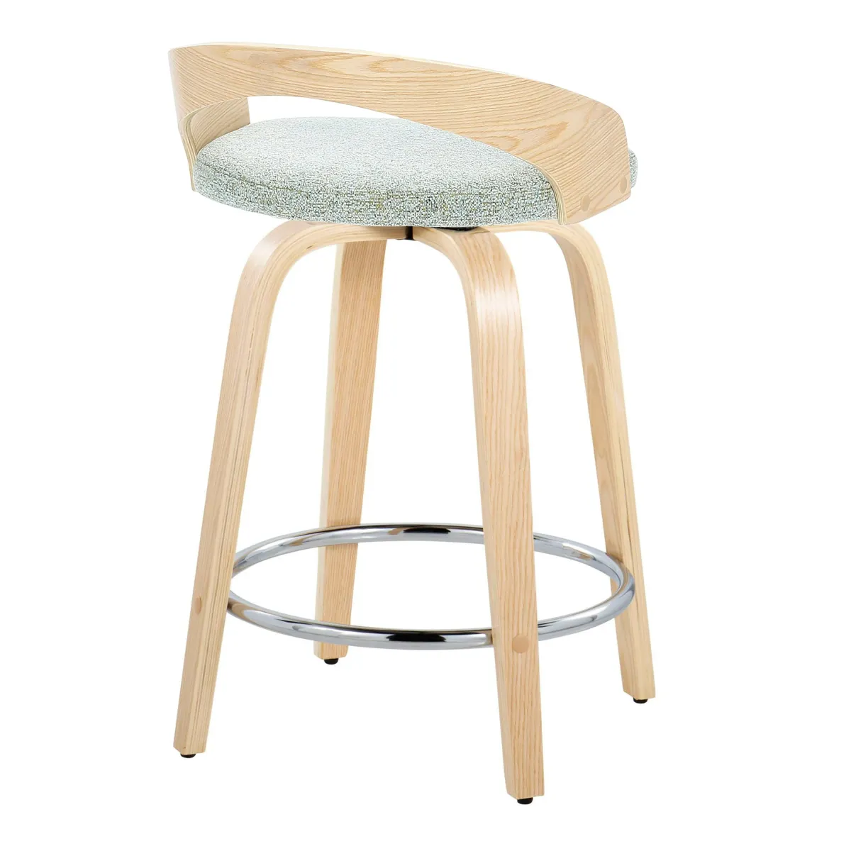 Grotto - Contemporary Fixed Height Counter Stool & Swivel, Round Footrest (Set of 2)