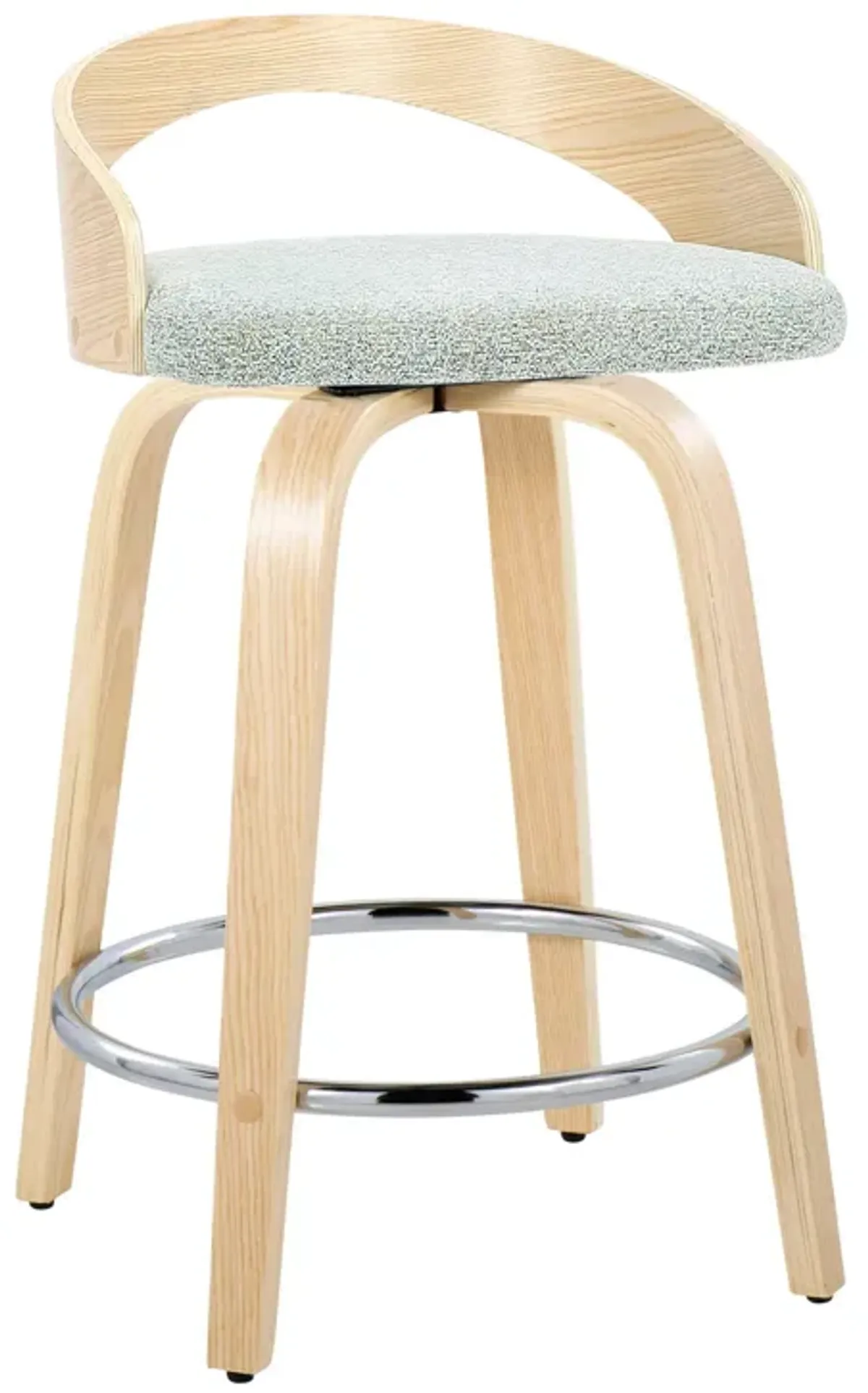 Grotto - Contemporary Fixed Height Counter Stool & Swivel, Round Footrest (Set of 2)