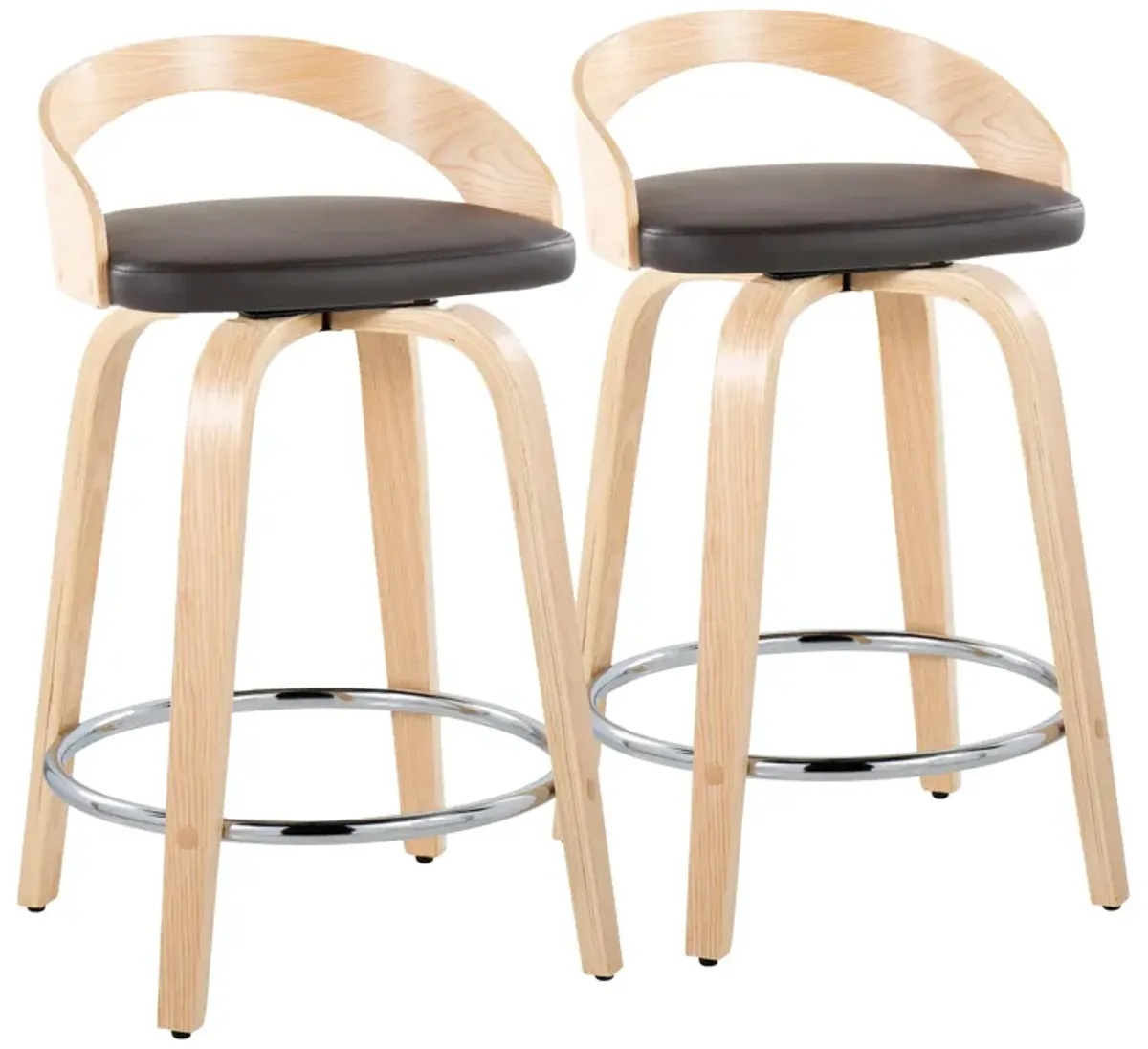 Grotto - Contemporary Fixed Height Counter Stool & Swivel, Round Footrest (Set of 2)