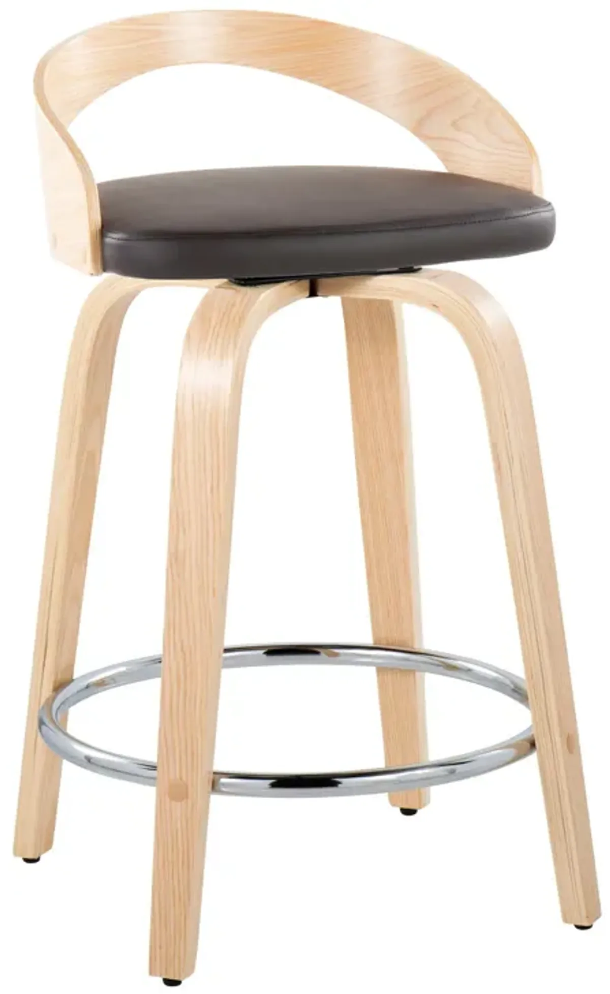 Grotto - Contemporary Fixed Height Counter Stool & Swivel, Round Footrest (Set of 2)