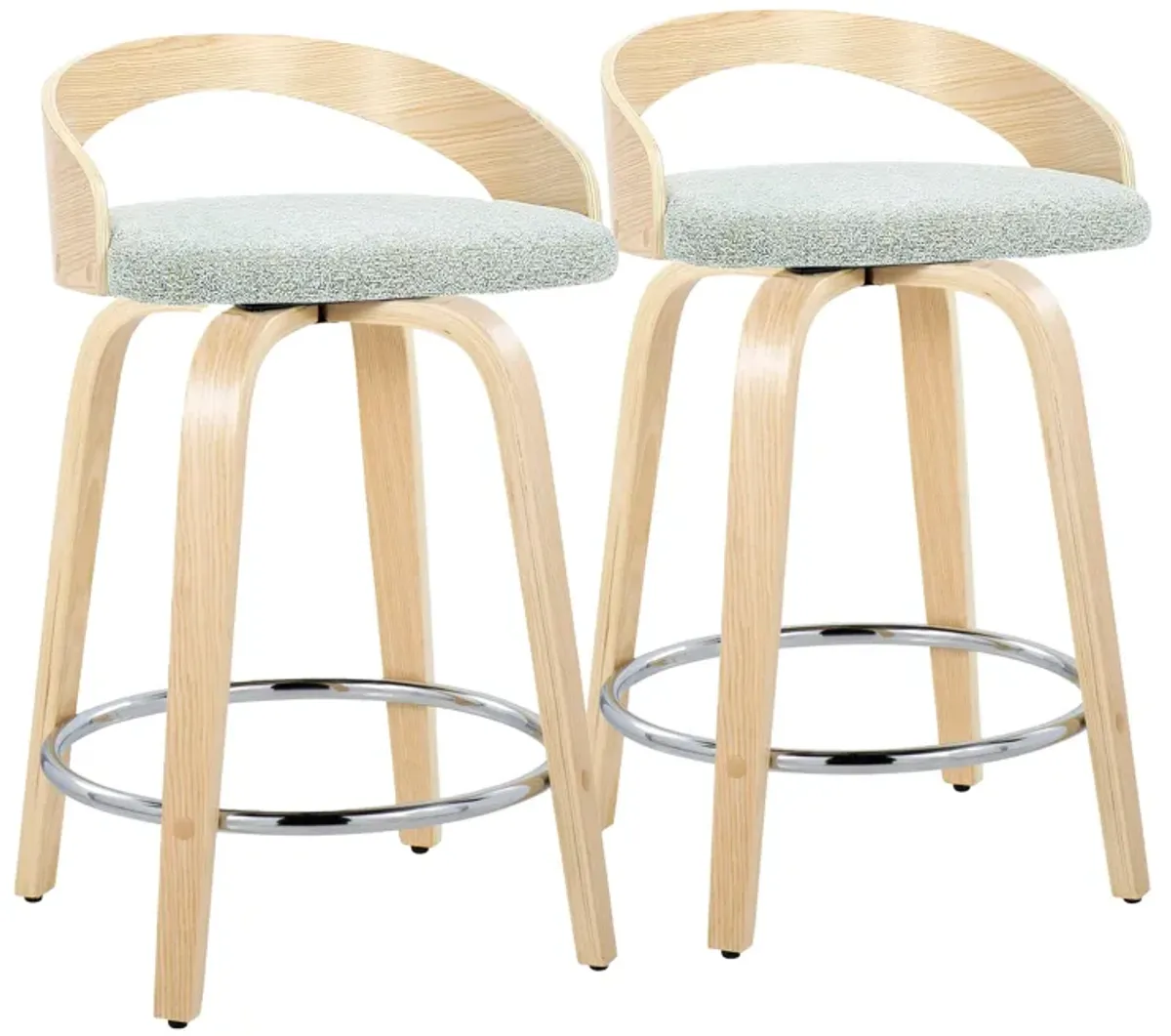 Grotto - Contemporary Fixed Height Counter Stool & Swivel, Round Footrest (Set of 2)