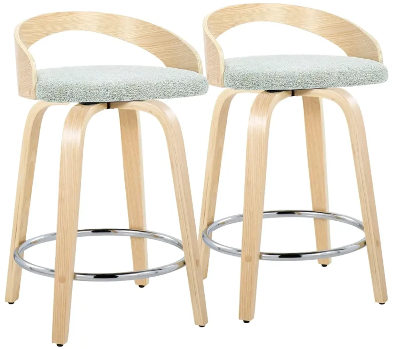 Grotto - Contemporary Fixed Height Counter Stool & Swivel, Round Footrest (Set of 2)