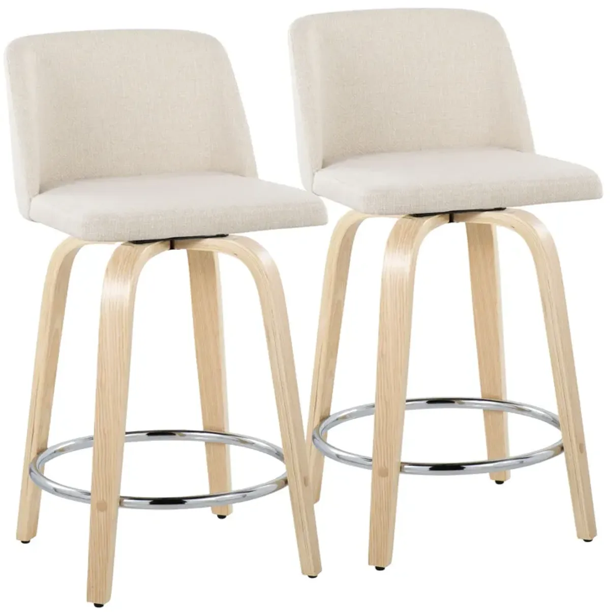 Toriano - Contemporary Fixed Height Counter Stool & Swivel And Round Footrest (Set of 2)