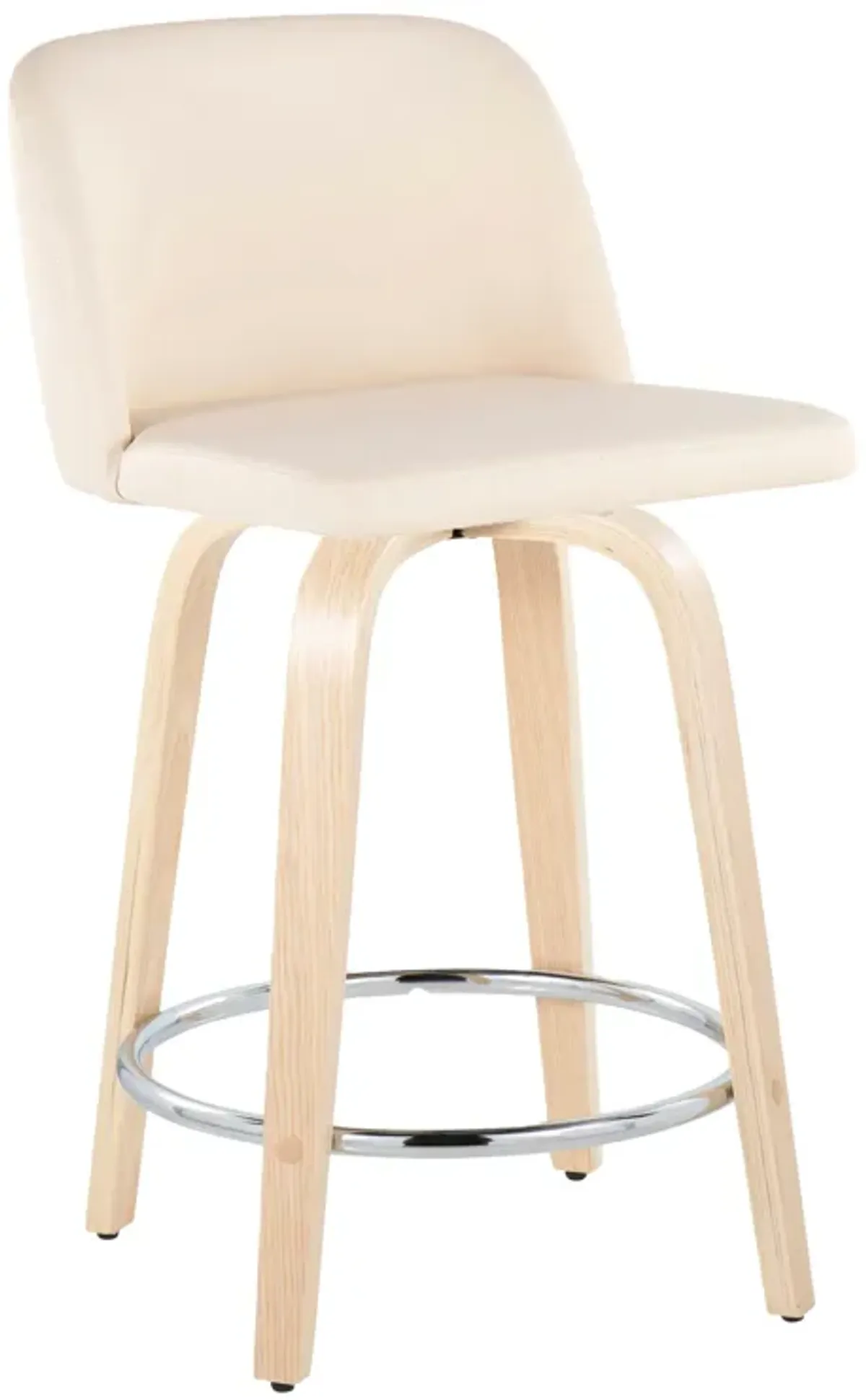 Toriano - Contemporary Fixed Height Counter Stool & Swivel And Round Footrest (Set of 2)