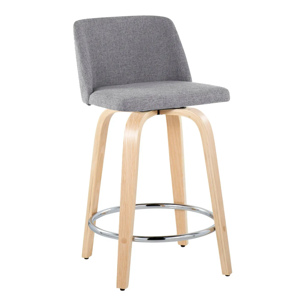 Toriano - Contemporary Fixed Height Counter Stool & Swivel And Round Footrest (Set of 2)