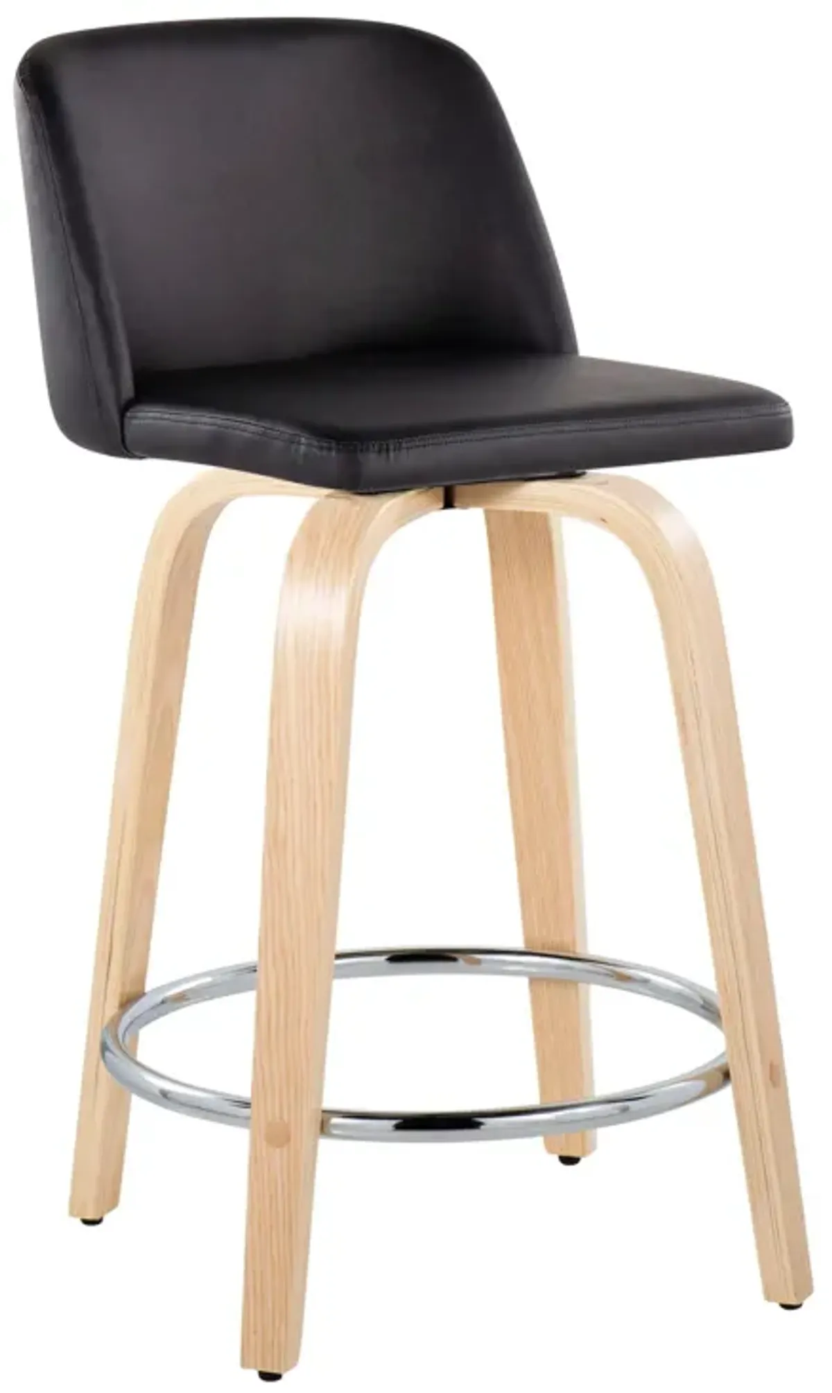 Toriano - Contemporary Fixed Height Counter Stool & Swivel And Round Footrest (Set of 2)