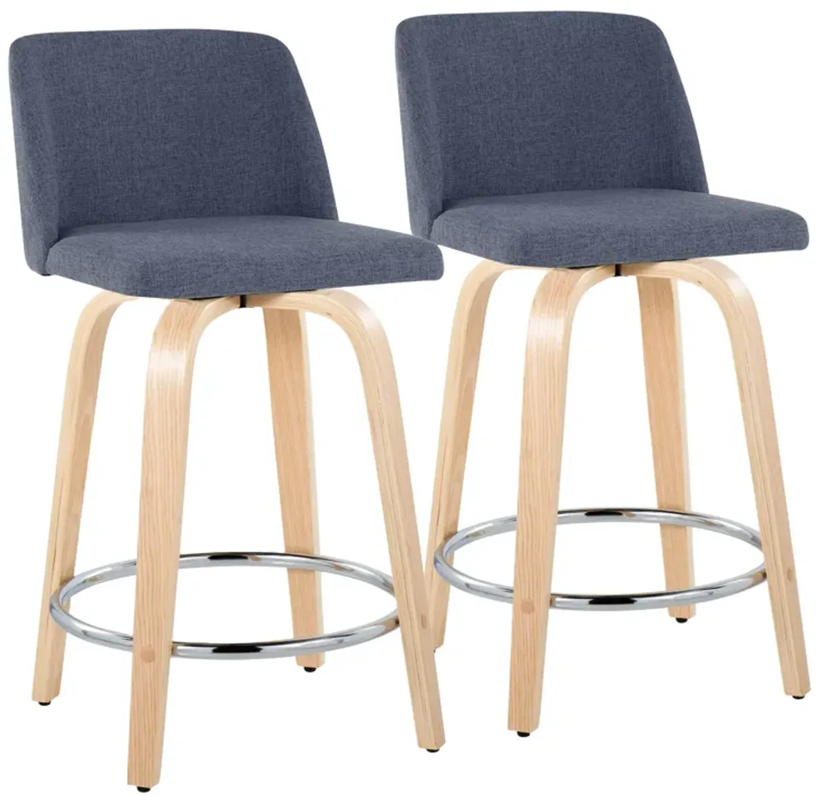 Toriano - Contemporary Fixed Height Counter Stool & Swivel And Round Footrest (Set of 2)