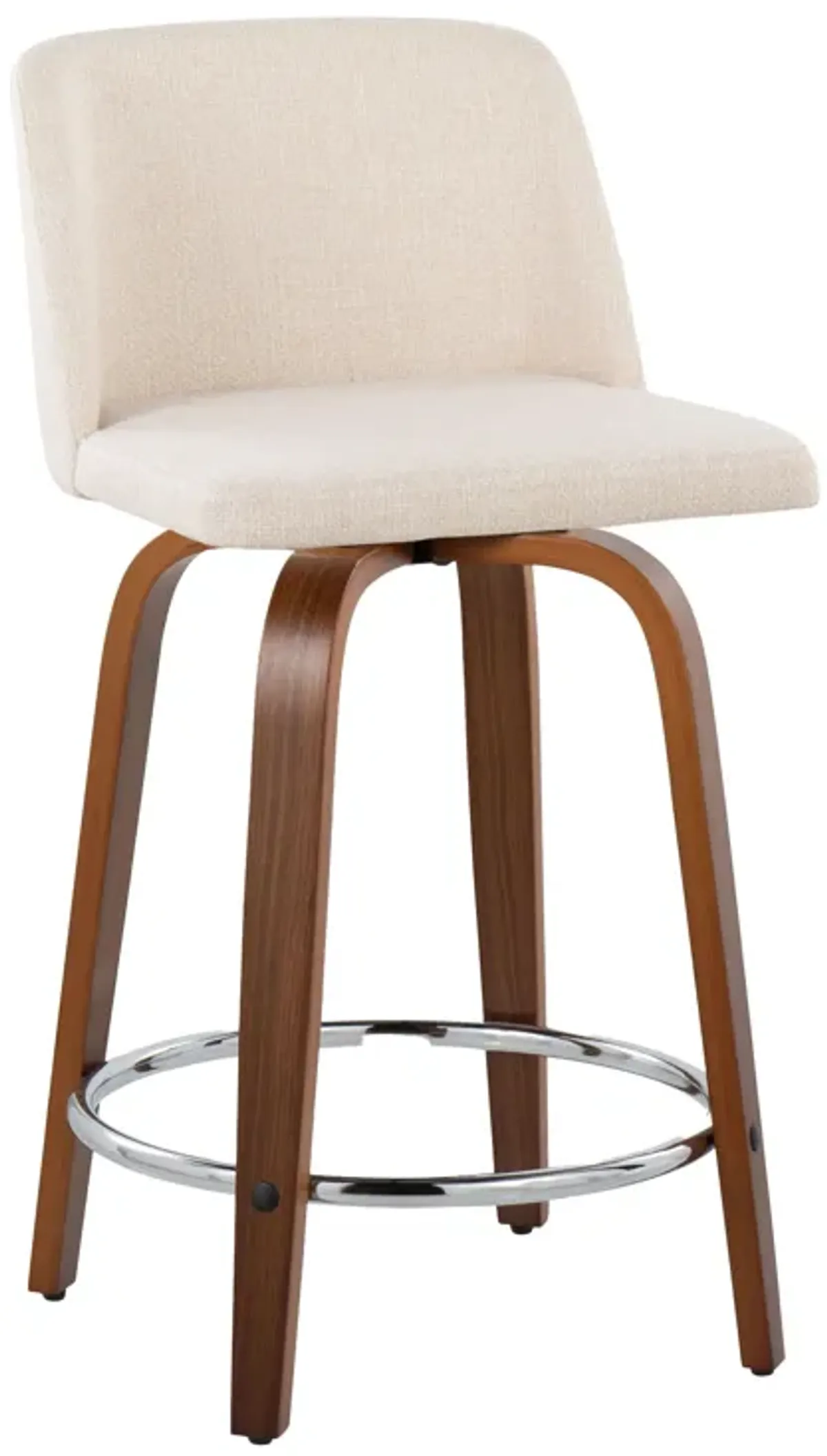 Toriano - Mid Century Modern Fixed Height Counter Stool With Swivel With Round Footrest (Set of 2)