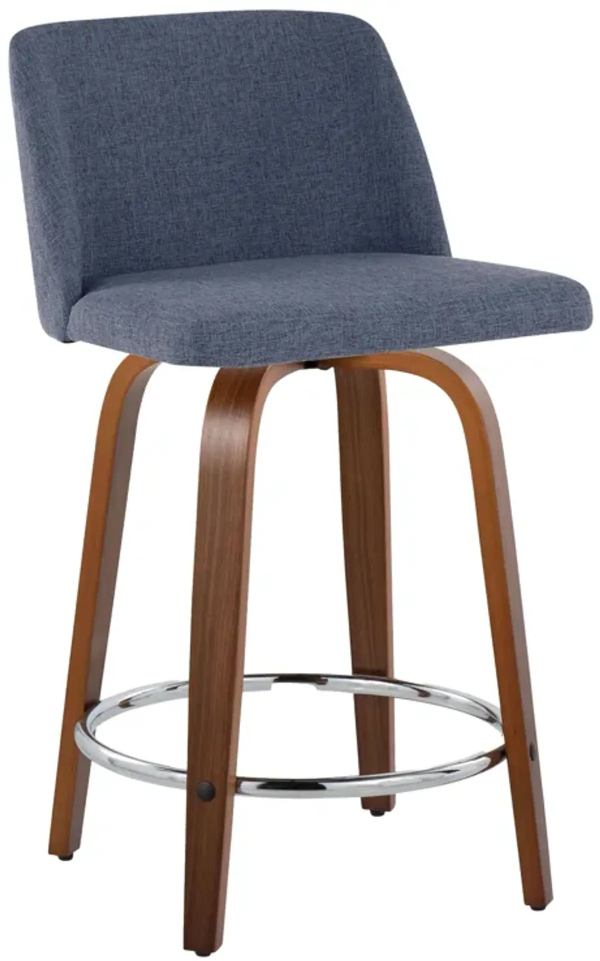 Toriano - Mid Century Modern Fixed Height Counter Stool With Swivel With Round Footrest (Set of 2)