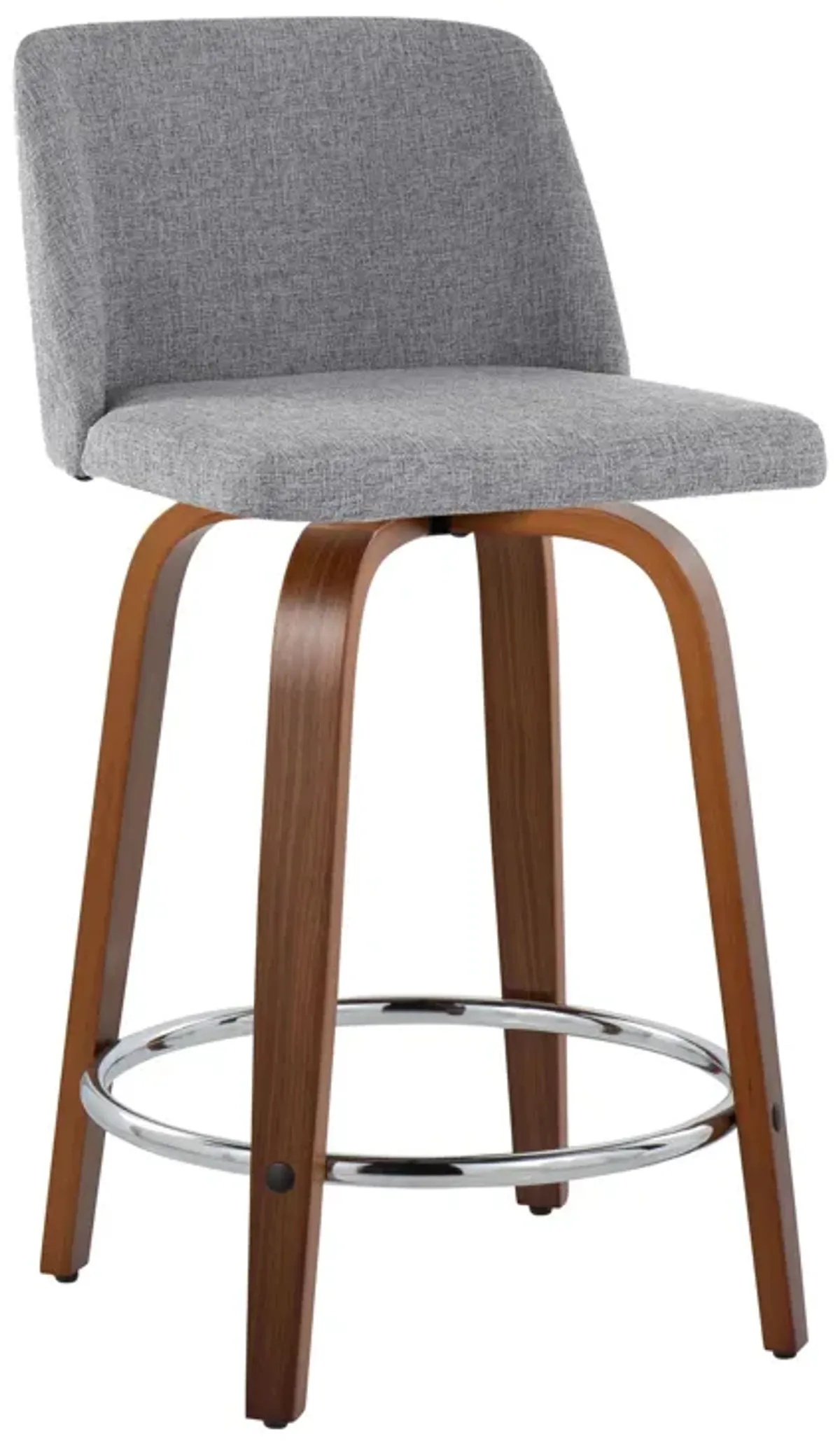 Toriano - Mid Century Modern Fixed Height Counter Stool With Swivel With Round Footrest (Set of 2)