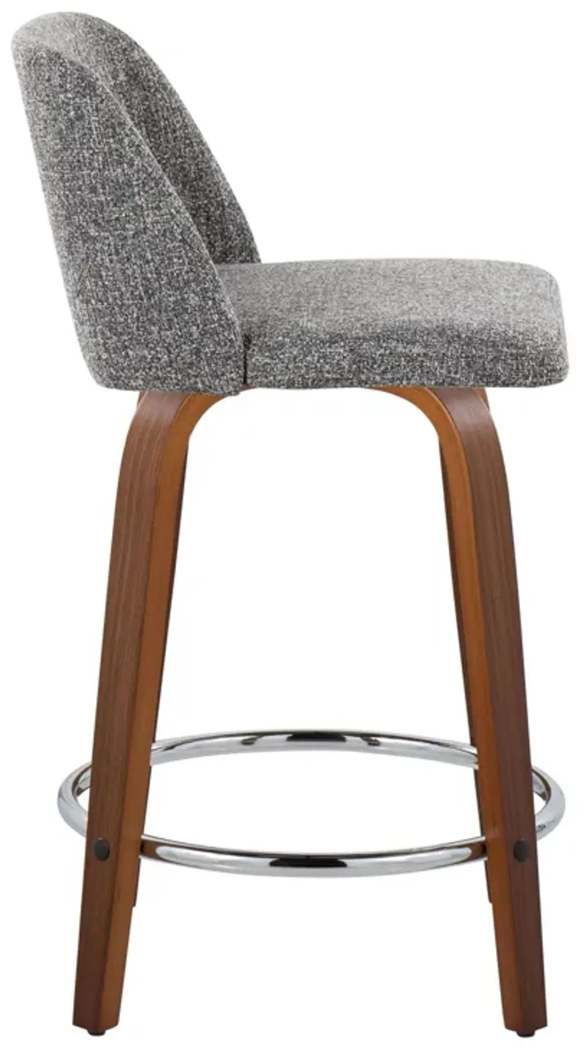 Toriano - Mid Century Modern Fixed Height Counter Stool With Swivel With Round Footrest (Set of 2)