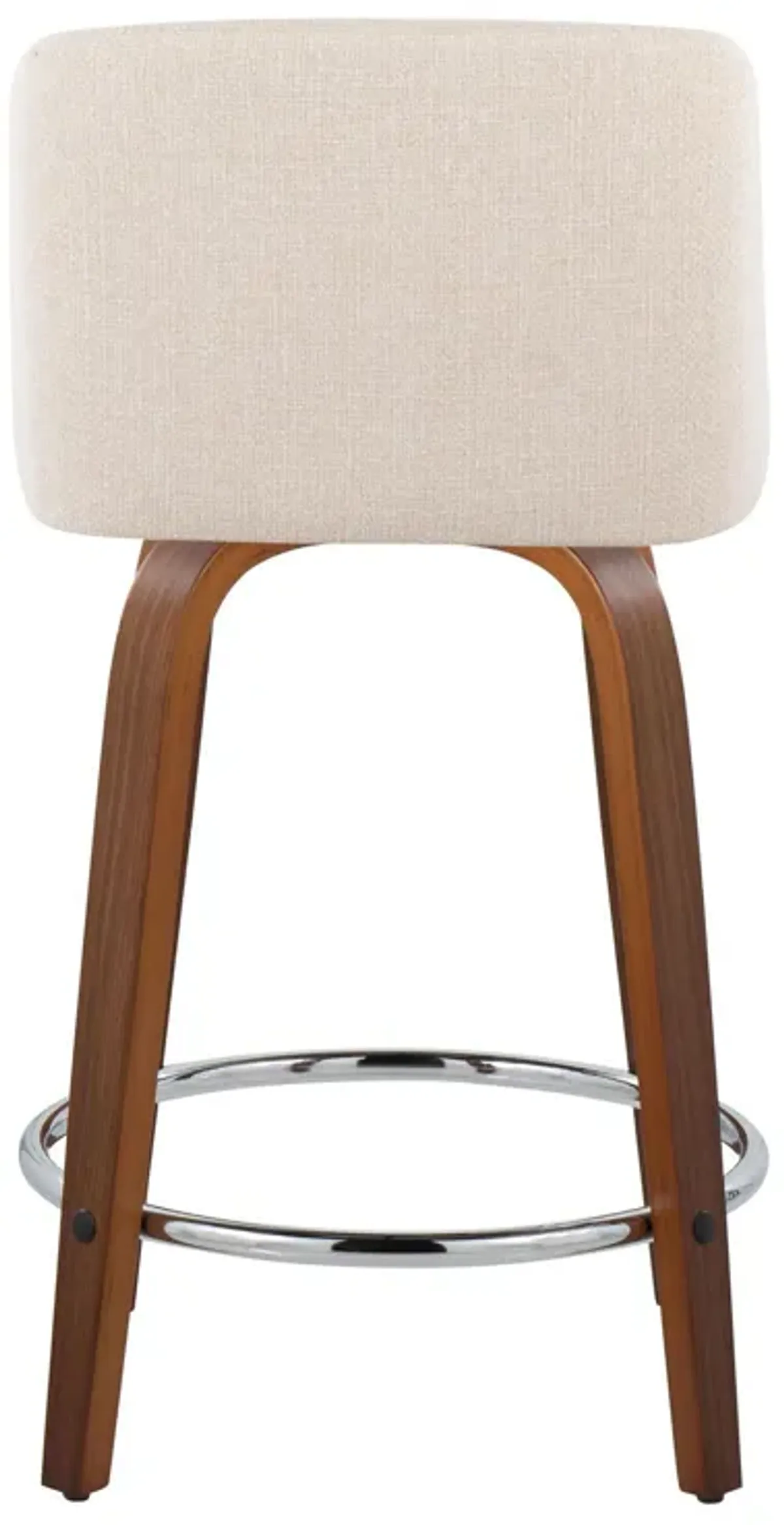 Toriano - Mid Century Modern Fixed Height Counter Stool With Swivel With Round Footrest (Set of 2)