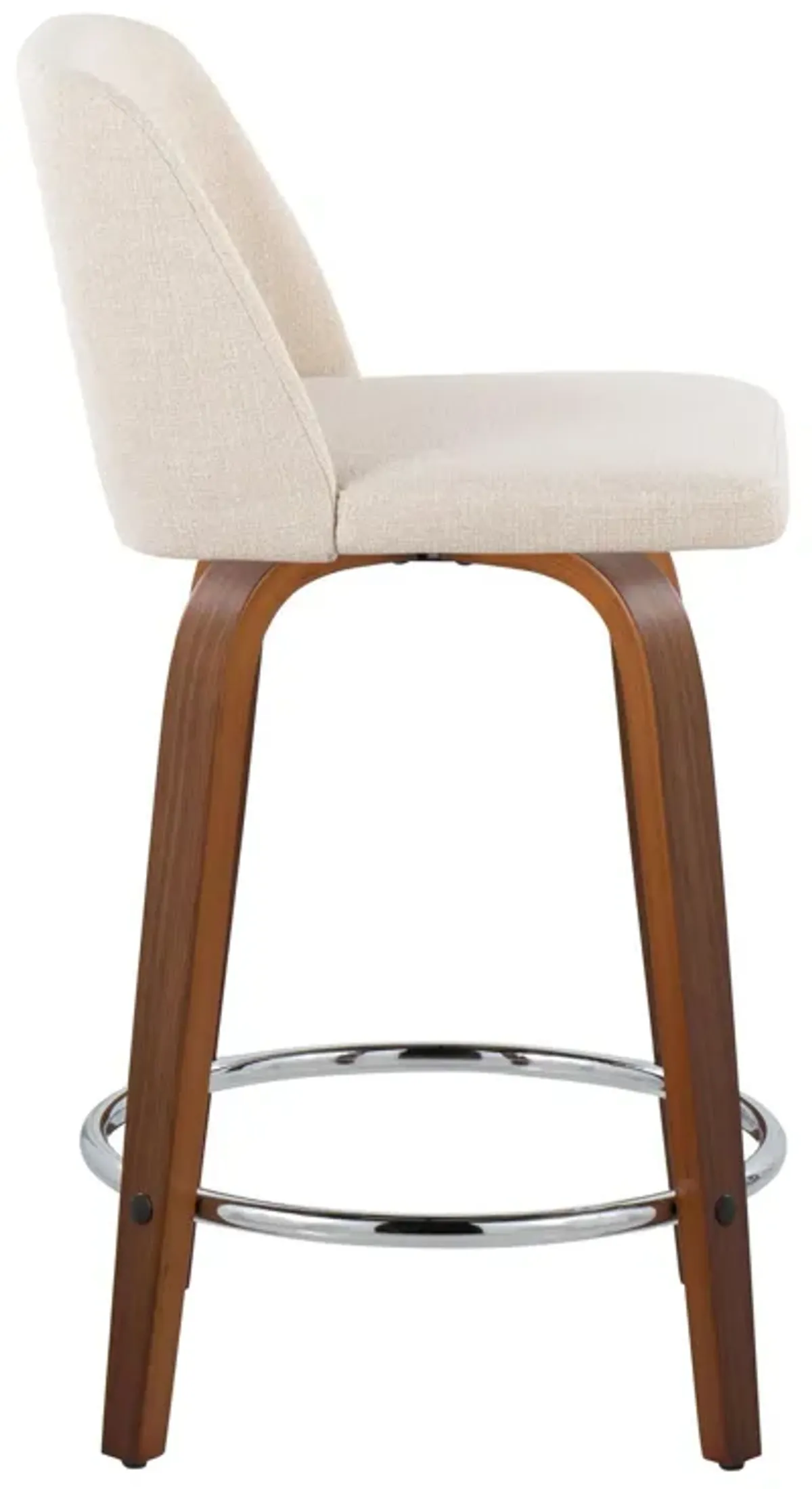 Toriano - Mid Century Modern Fixed Height Counter Stool With Swivel With Round Footrest (Set of 2)