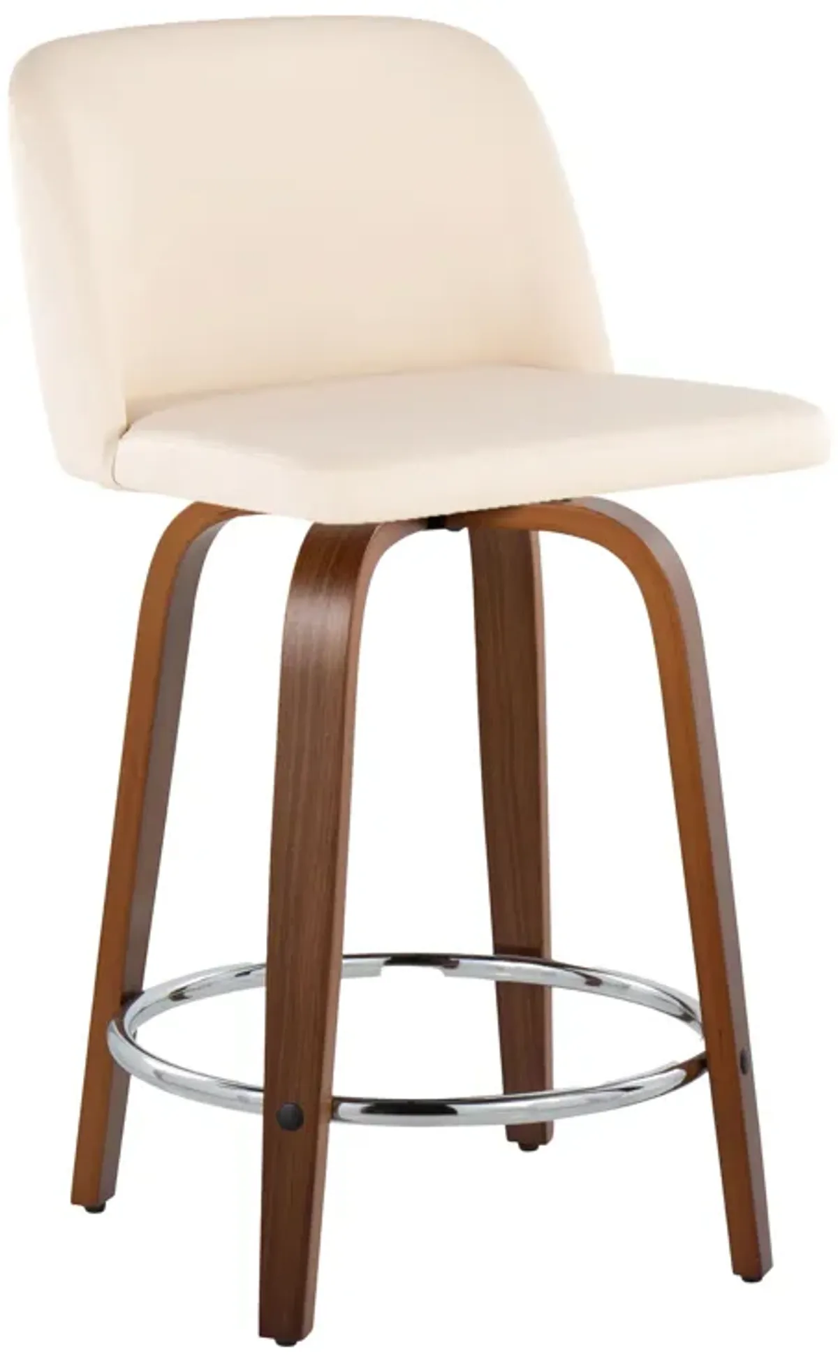 Toriano - Mid Century Modern Fixed Height Counter Stool With Swivel With Round Footrest (Set of 2)