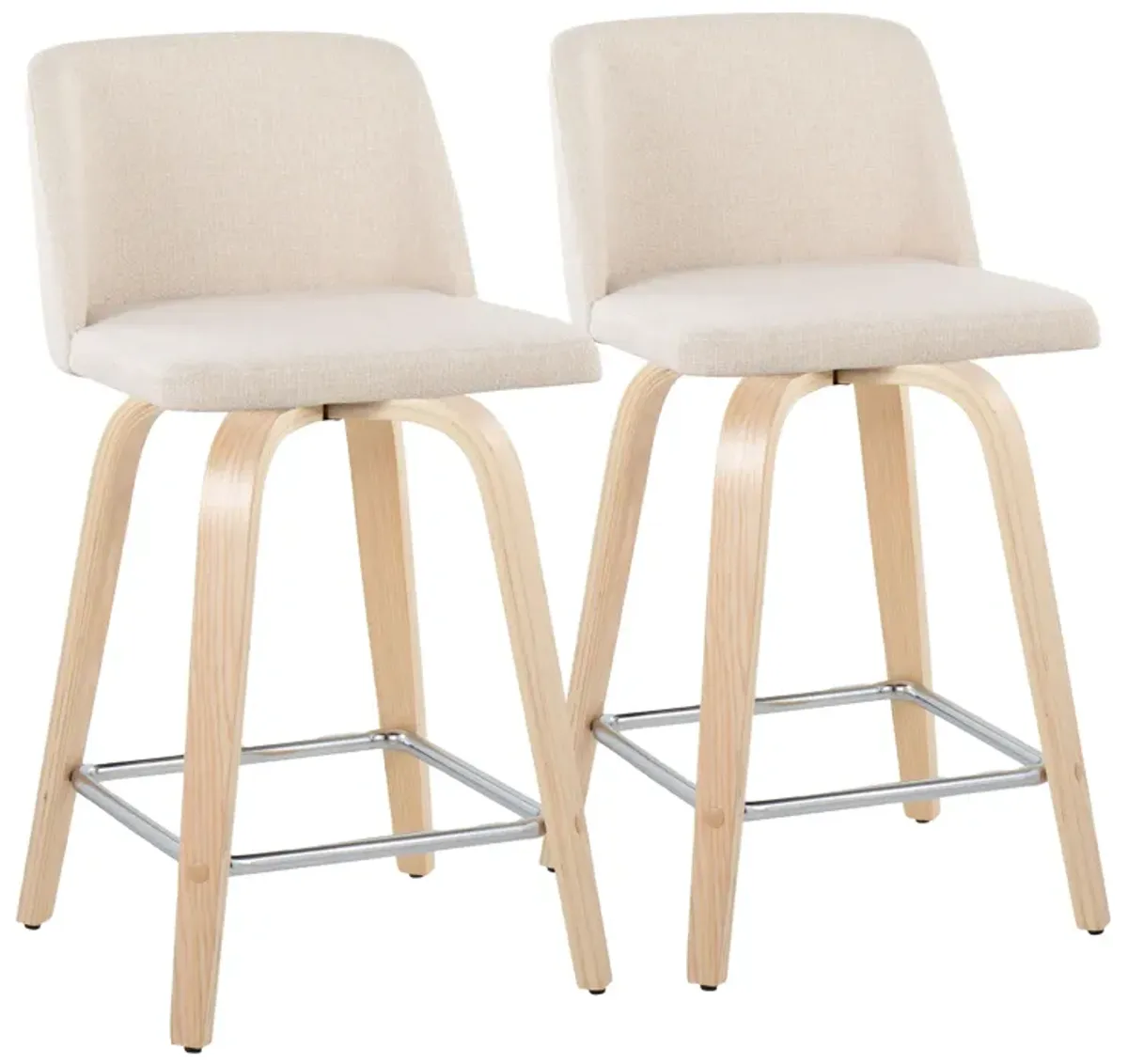 Toriano - Contemporary Fixed Height Counter Stool With Swivel With Square Footrest (Set of 2)