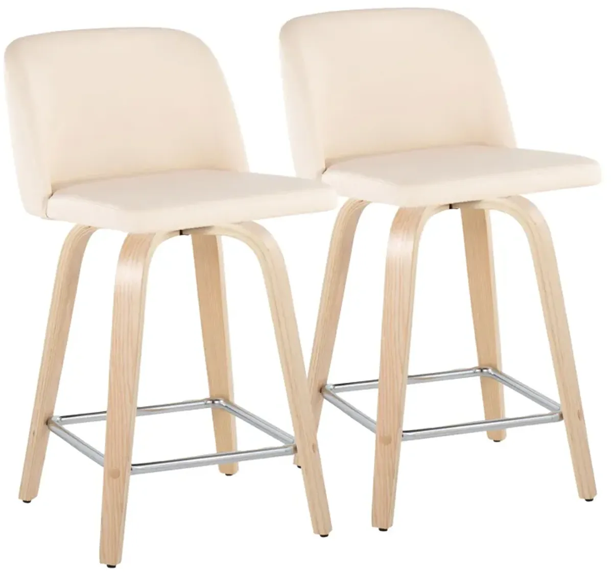 Toriano - Contemporary Fixed Height Counter Stool With Swivel With Square Footrest (Set of 2)