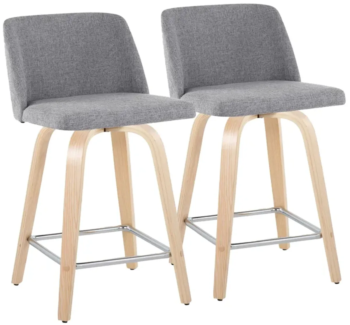 Toriano - Contemporary Fixed Height Counter Stool With Swivel With Square Footrest (Set of 2)