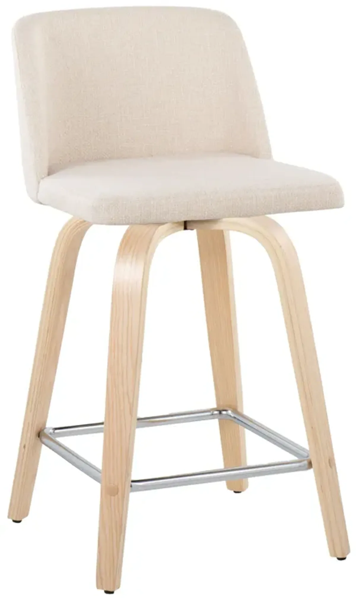 Toriano - Contemporary Fixed Height Counter Stool With Swivel With Square Footrest (Set of 2)