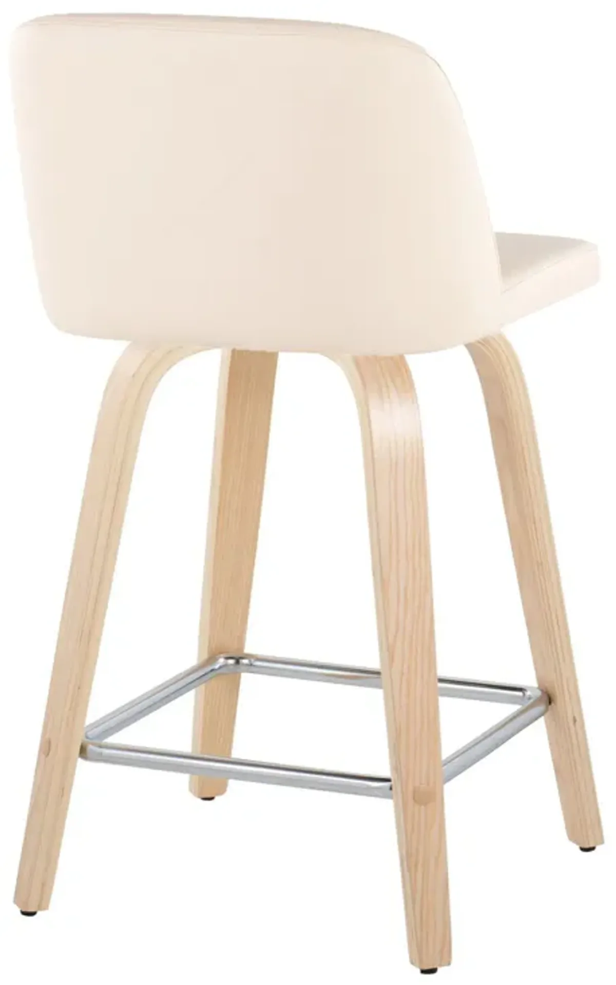 Toriano - Contemporary Fixed Height Counter Stool With Swivel With Square Footrest (Set of 2)