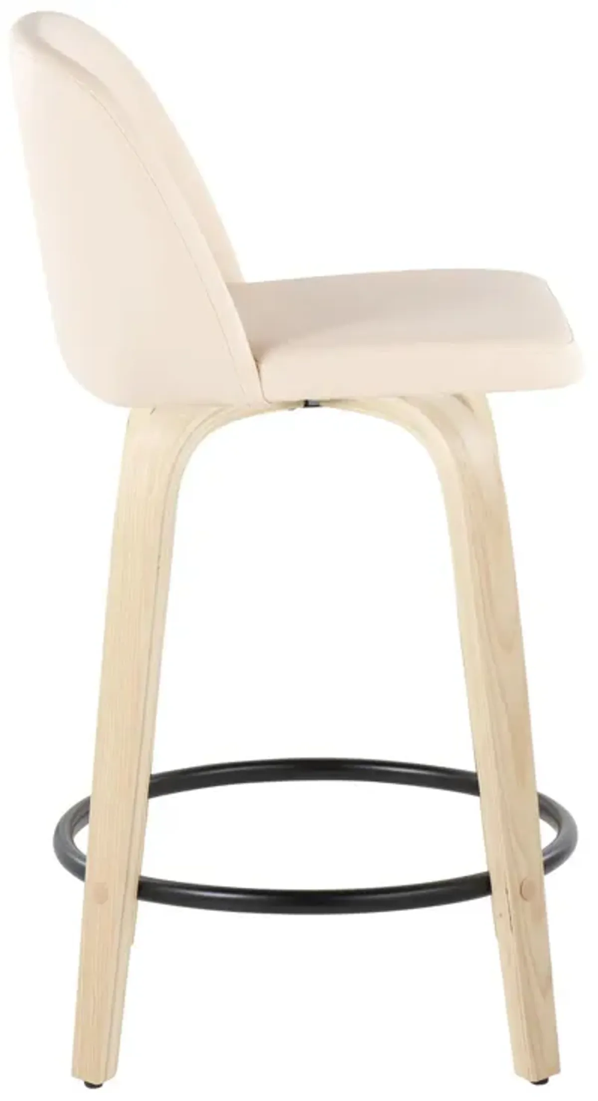 Toriano - Contemporary, Fixed Height Counter Stool With Swivel And Round Footrest (Set of 2)