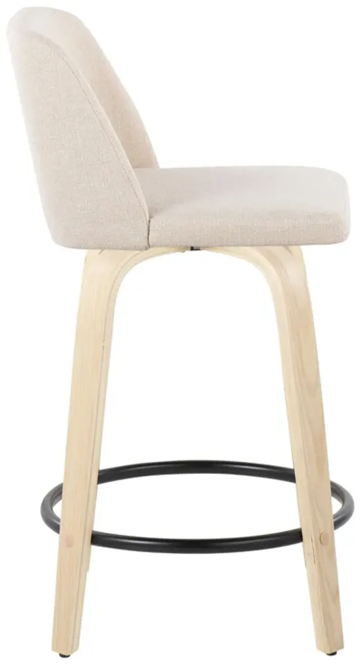 Toriano - Contemporary, Fixed Height Counter Stool With Swivel And Round Footrest (Set of 2)