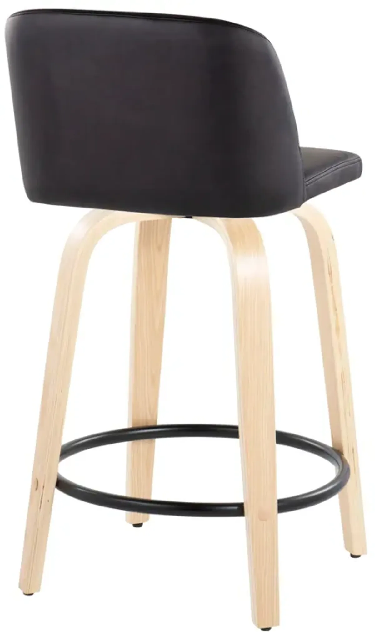 Toriano - Contemporary, Fixed Height Counter Stool With Swivel And Round Footrest (Set of 2)