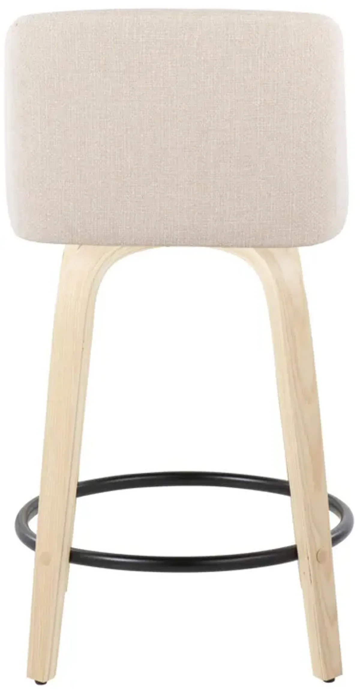 Toriano - Contemporary, Fixed Height Counter Stool With Swivel And Round Footrest (Set of 2)