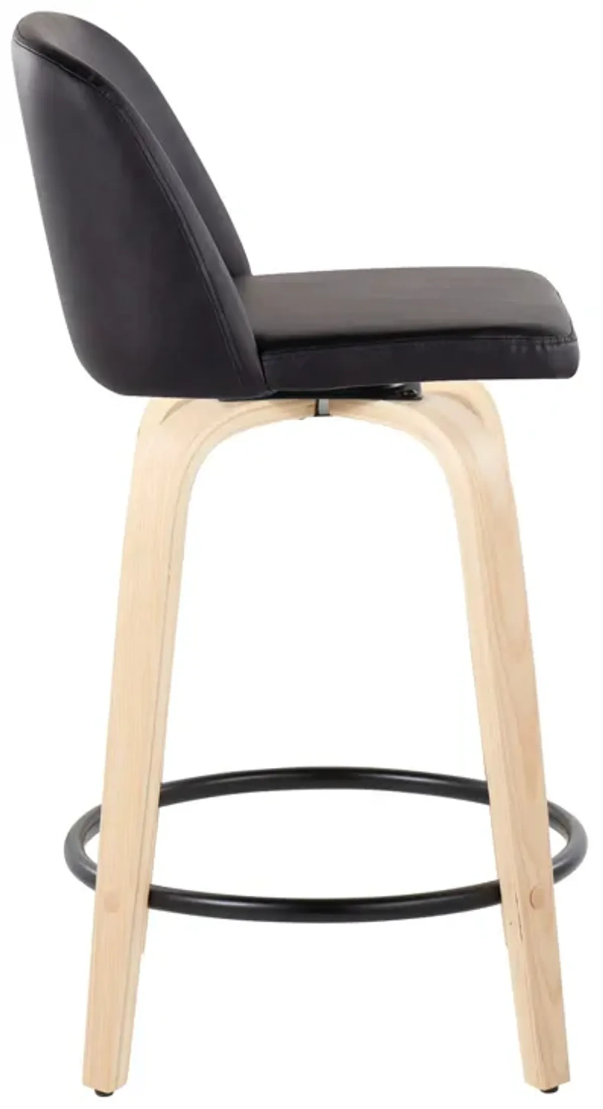 Toriano - Contemporary, Fixed Height Counter Stool With Swivel And Round Footrest (Set of 2)