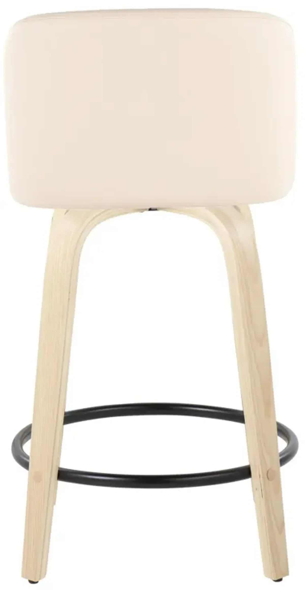 Toriano - Contemporary, Fixed Height Counter Stool With Swivel And Round Footrest (Set of 2)