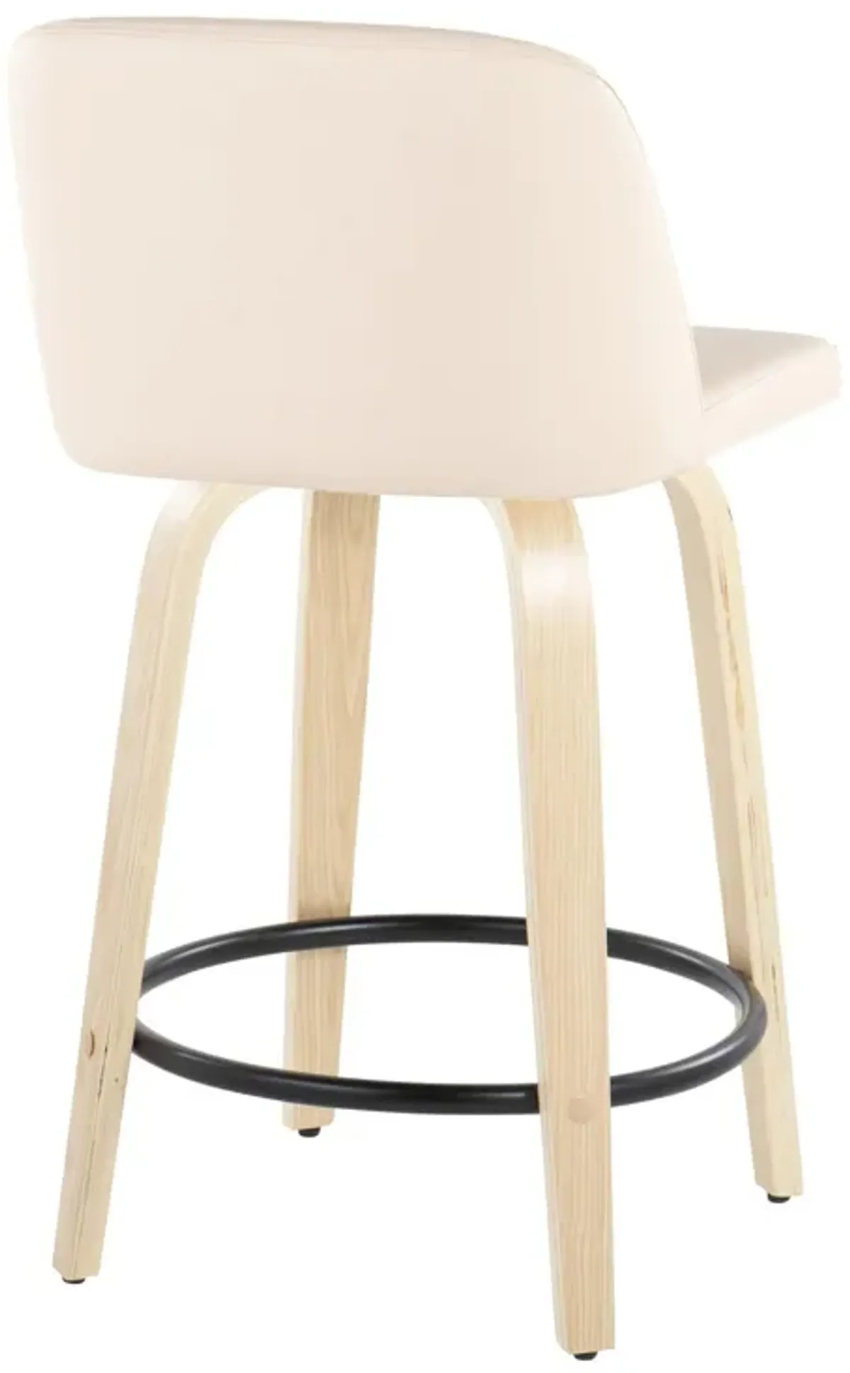 Toriano - Contemporary, Fixed Height Counter Stool With Swivel And Round Footrest (Set of 2)