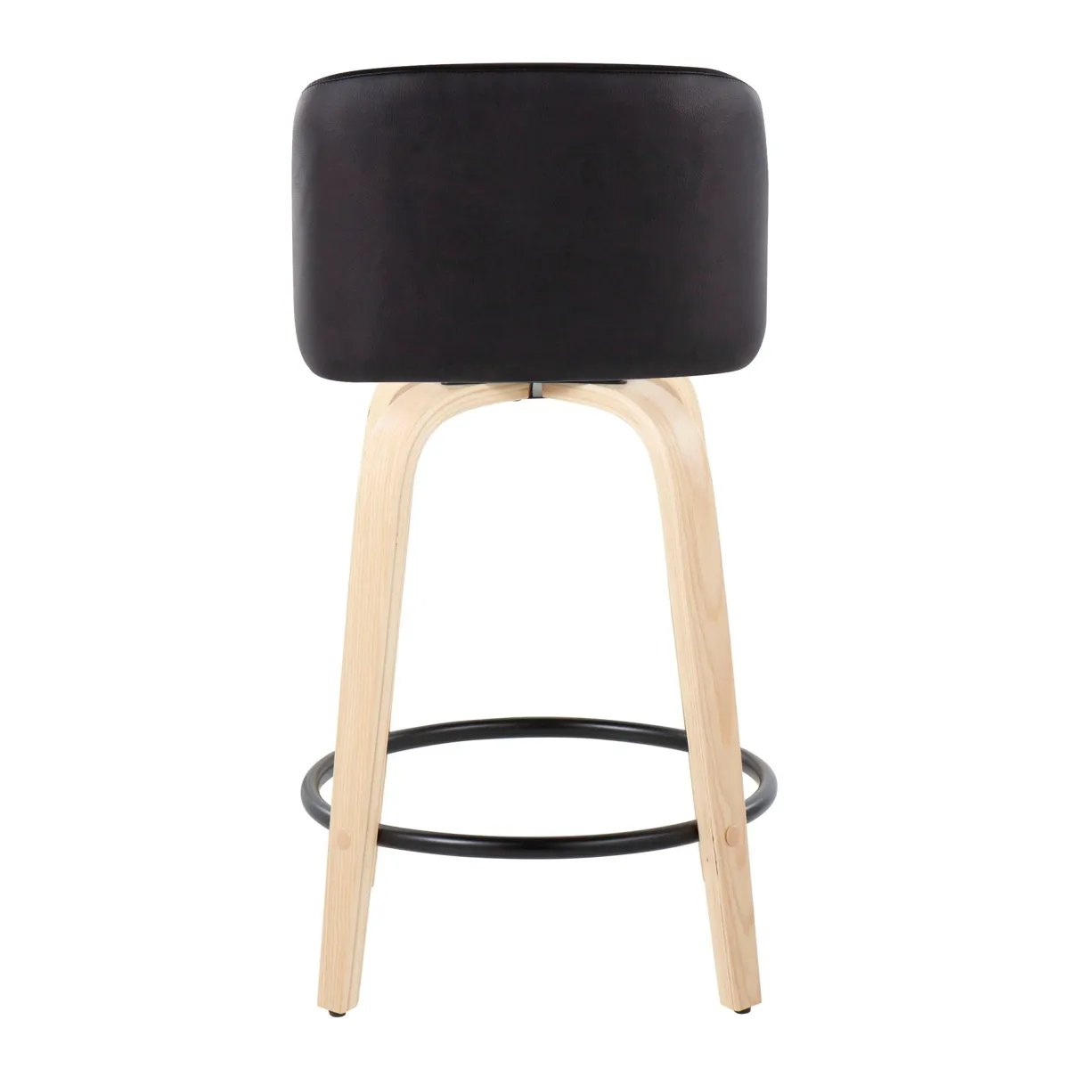 Toriano - Contemporary, Fixed Height Counter Stool With Swivel And Round Footrest (Set of 2)