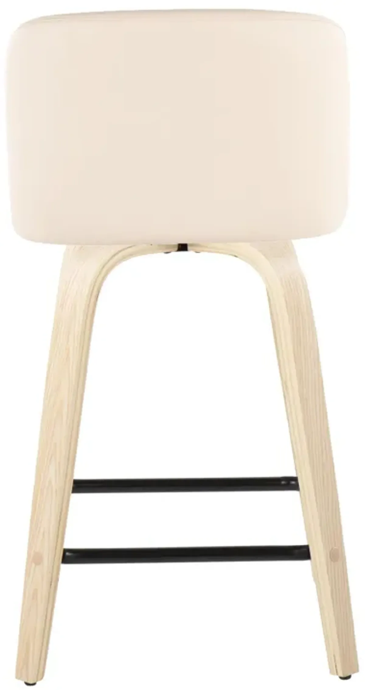 Toriano - Contemporary Modern Design Fixed Height Counter Stool With Swivel With Square Footrest (Set of 2)