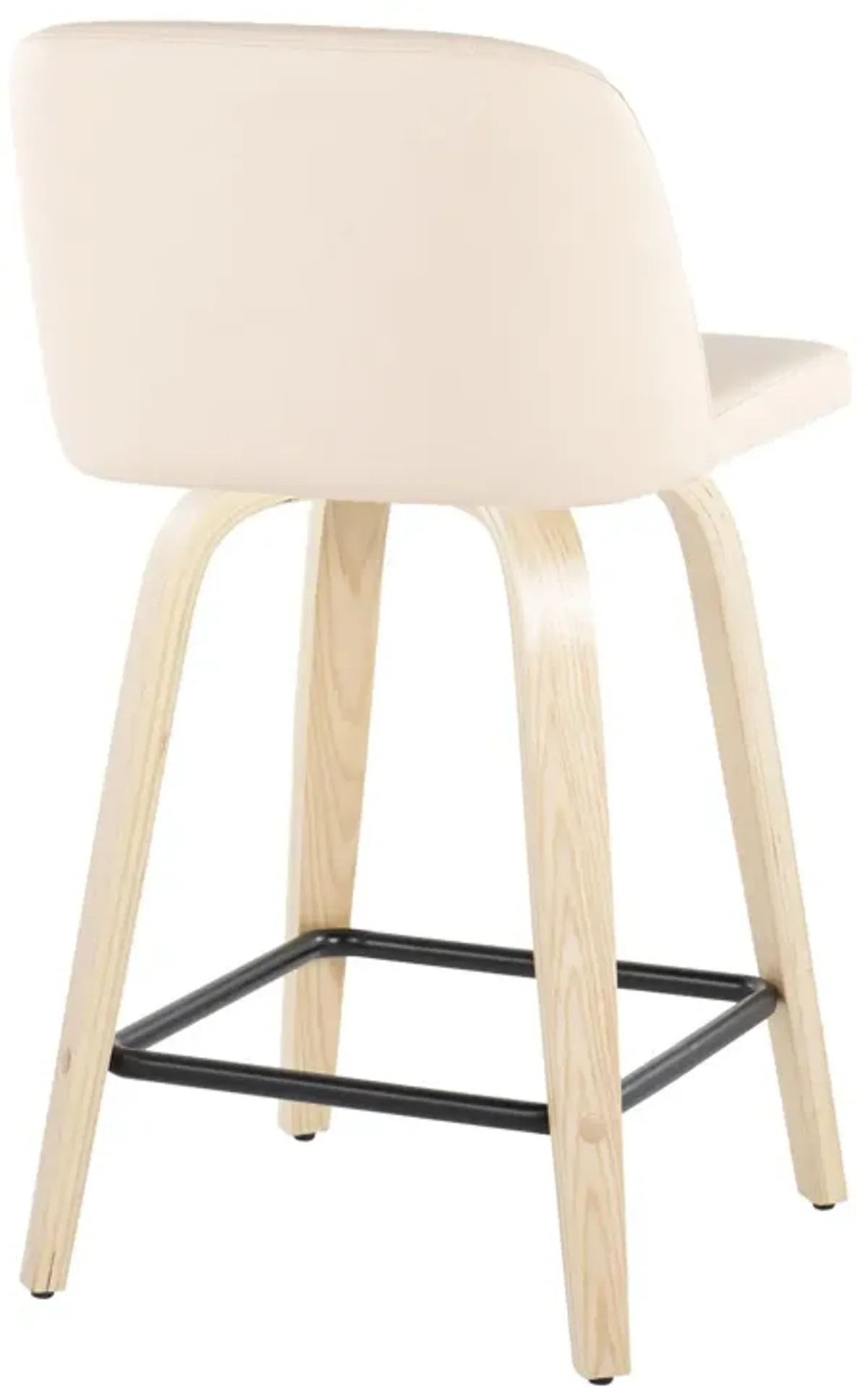 Toriano - Contemporary Modern Design Fixed Height Counter Stool With Swivel With Square Footrest (Set of 2)