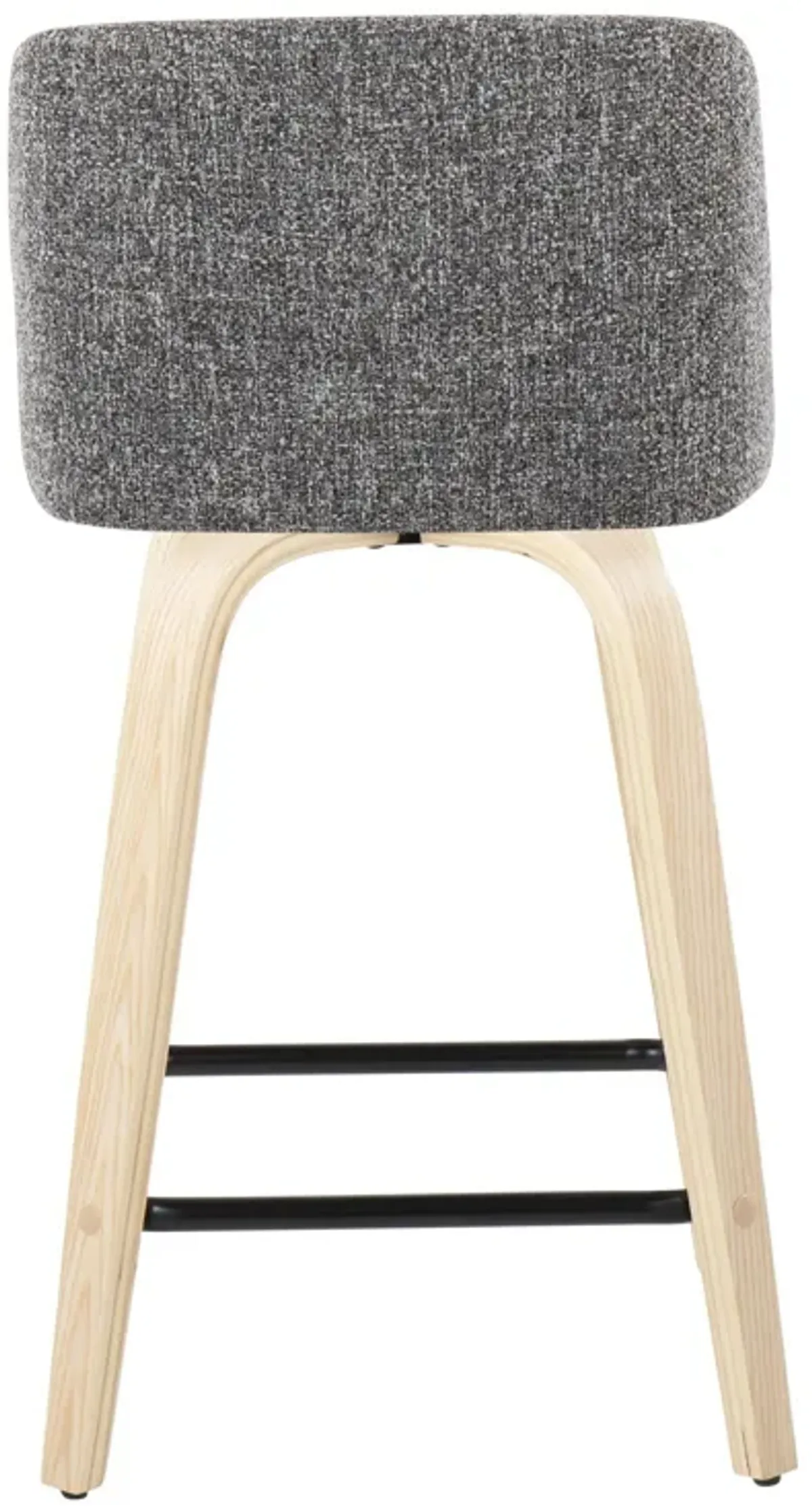 Toriano - Contemporary Modern Design Fixed Height Counter Stool With Swivel With Square Footrest (Set of 2)