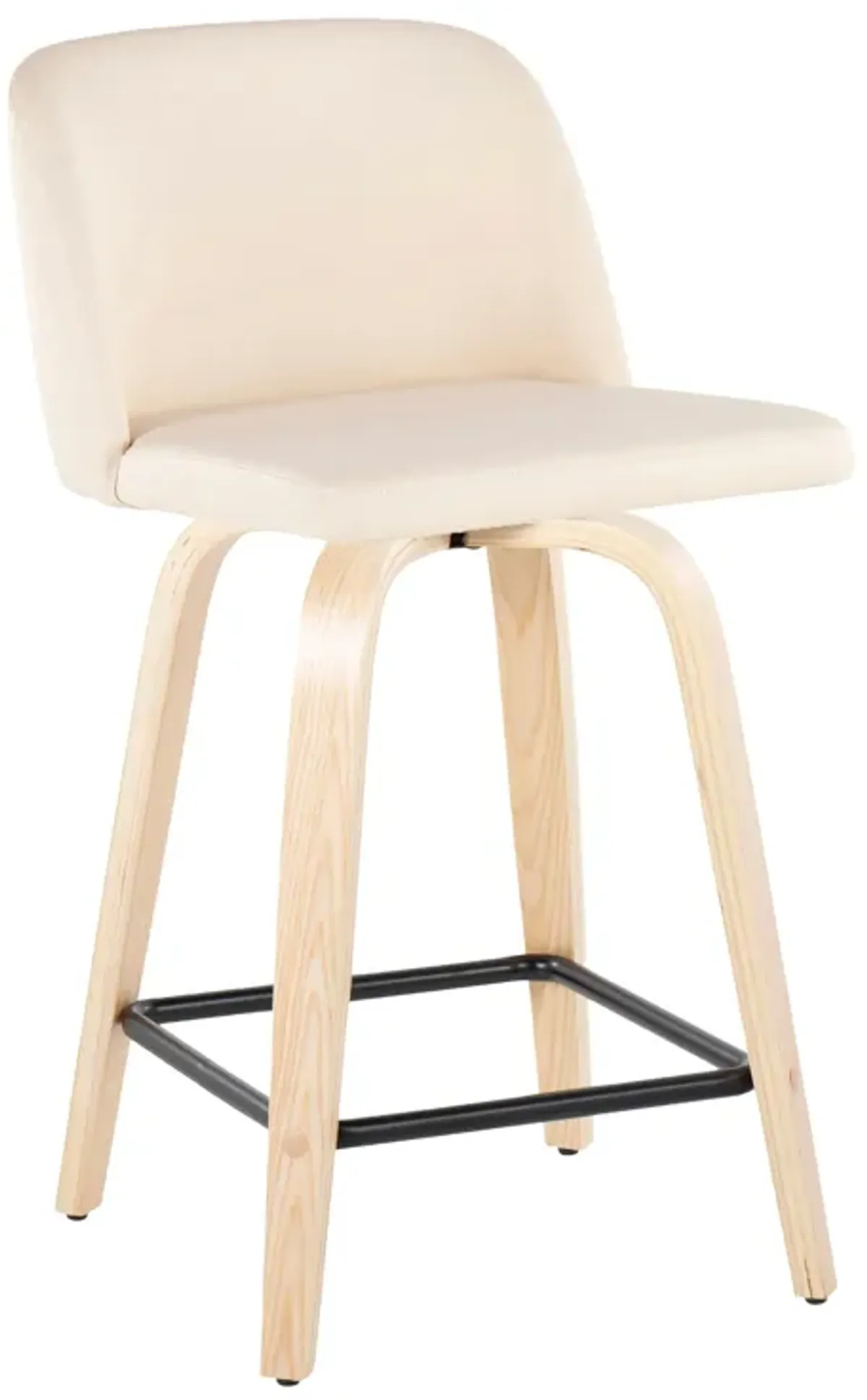 Toriano - Contemporary Modern Design Fixed Height Counter Stool With Swivel With Square Footrest (Set of 2)