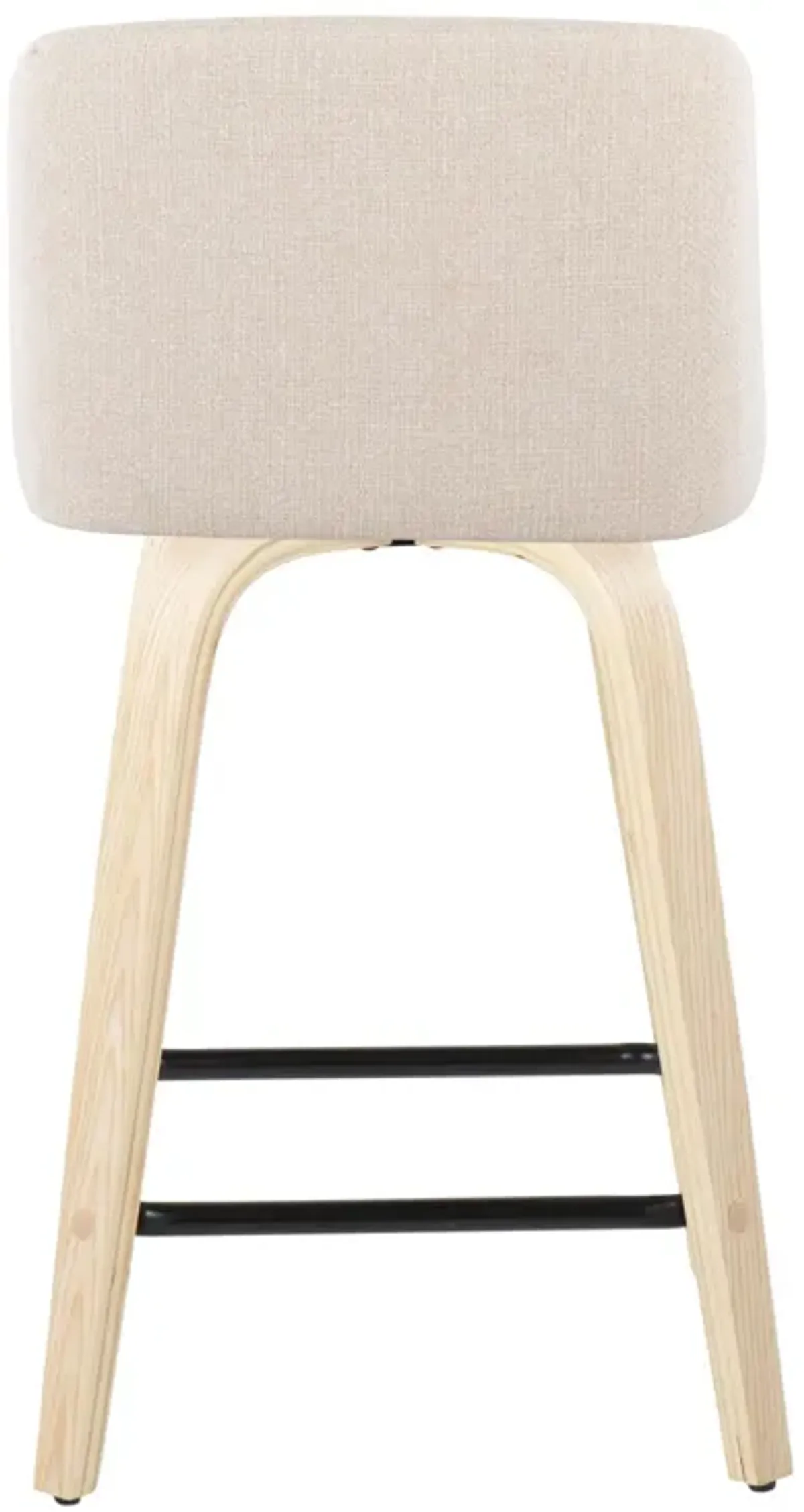 Toriano - Contemporary Modern Design Fixed Height Counter Stool With Swivel With Square Footrest (Set of 2)