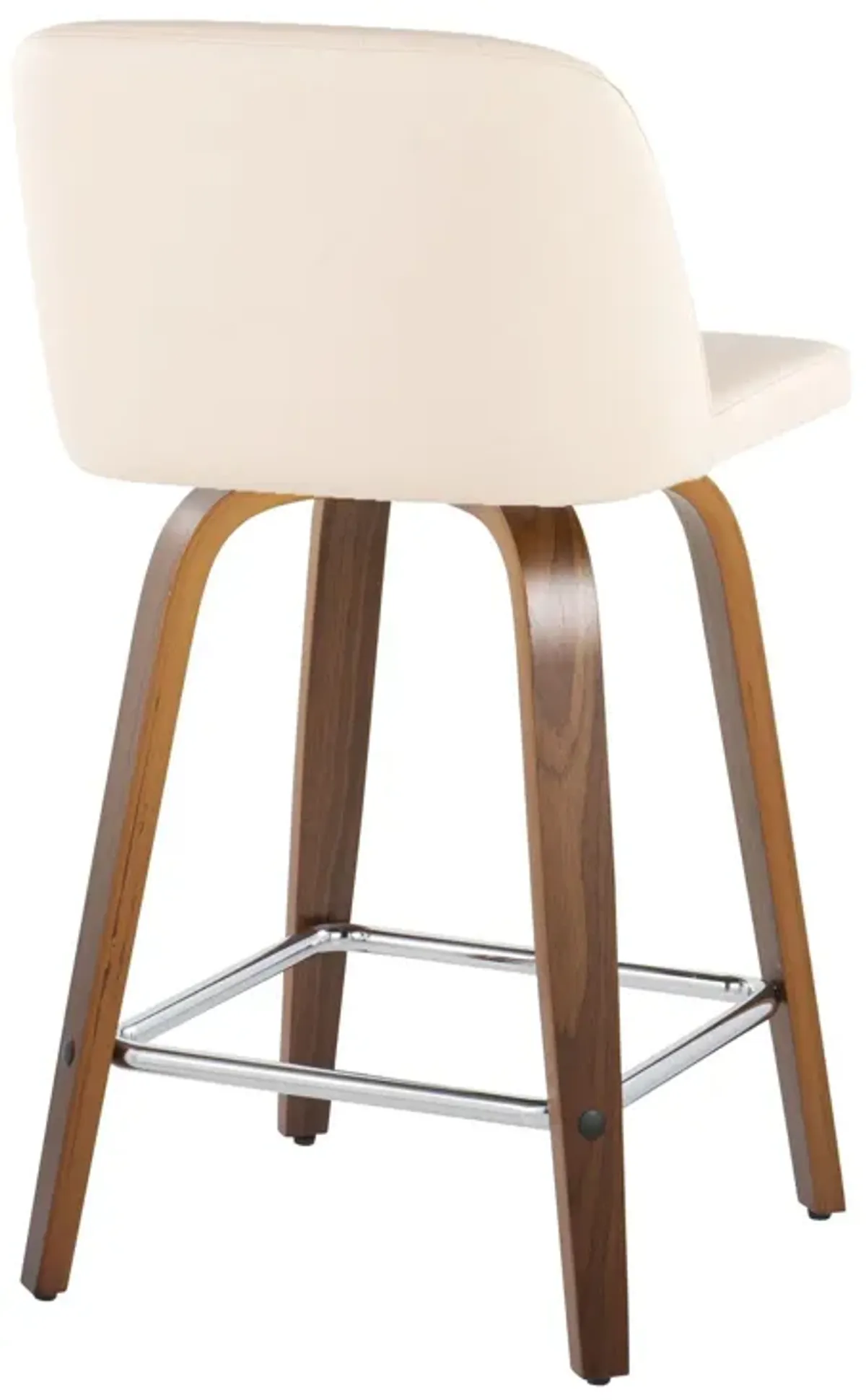 Toriano - Mid Century Modern Fixed Height Counter Stool With Swivel & Square Footrest (Set of 2)