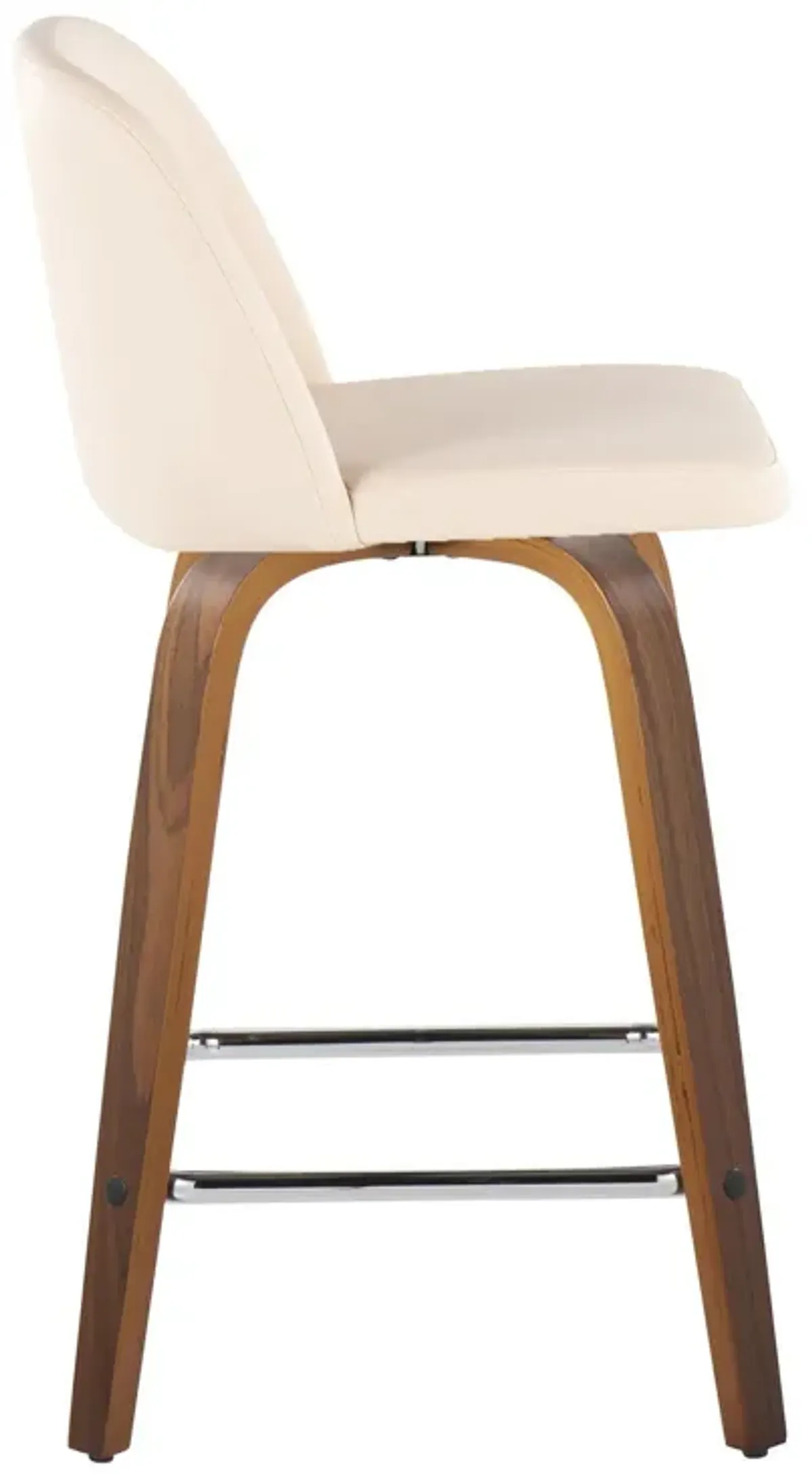 Toriano - Mid Century Modern Fixed Height Counter Stool With Swivel & Square Footrest (Set of 2)