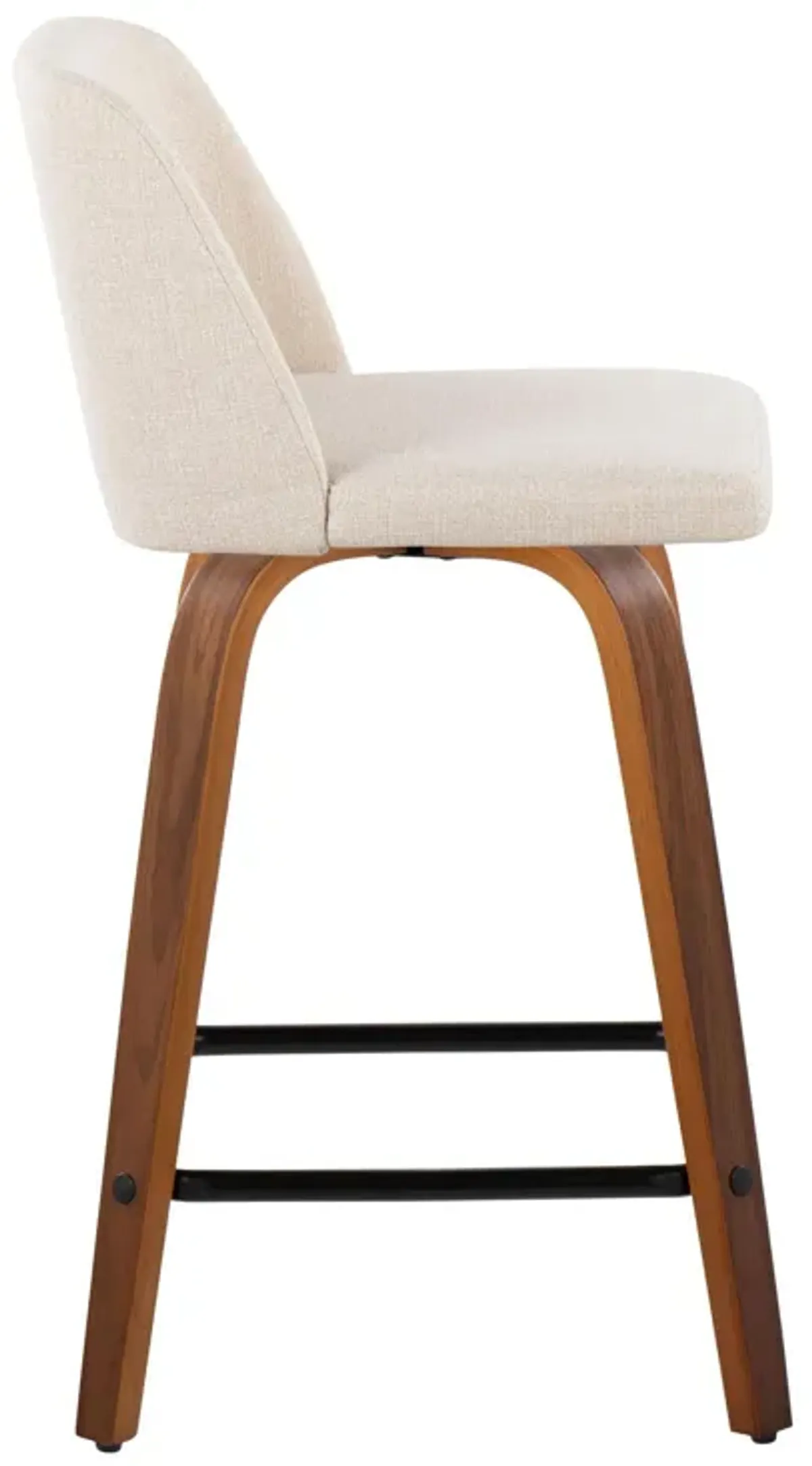 Toriano - Mid Century Modern Fixed Height Counter Stool With Swivel & Square Footrest (Set of 2)