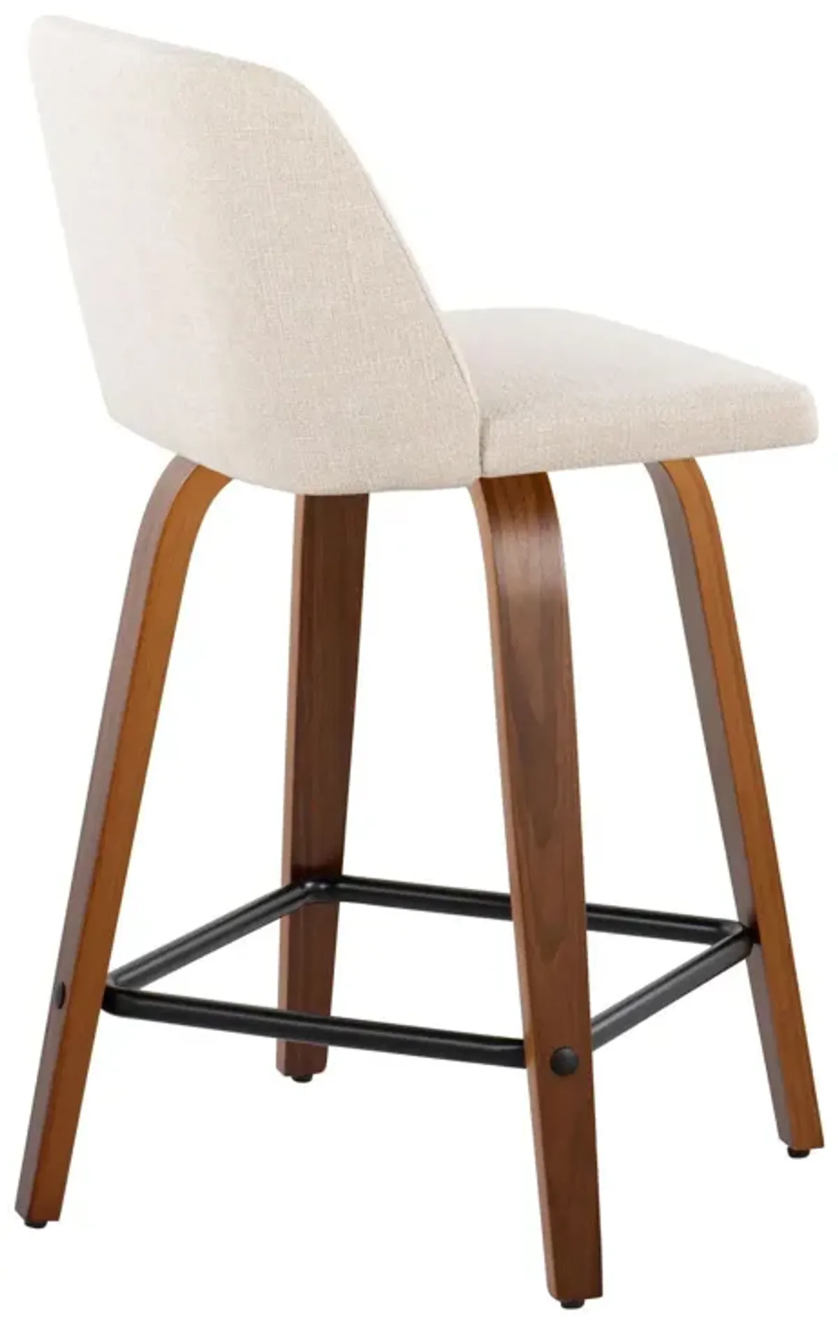 Toriano - Mid Century Modern Fixed Height Counter Stool With Swivel & Square Footrest (Set of 2)