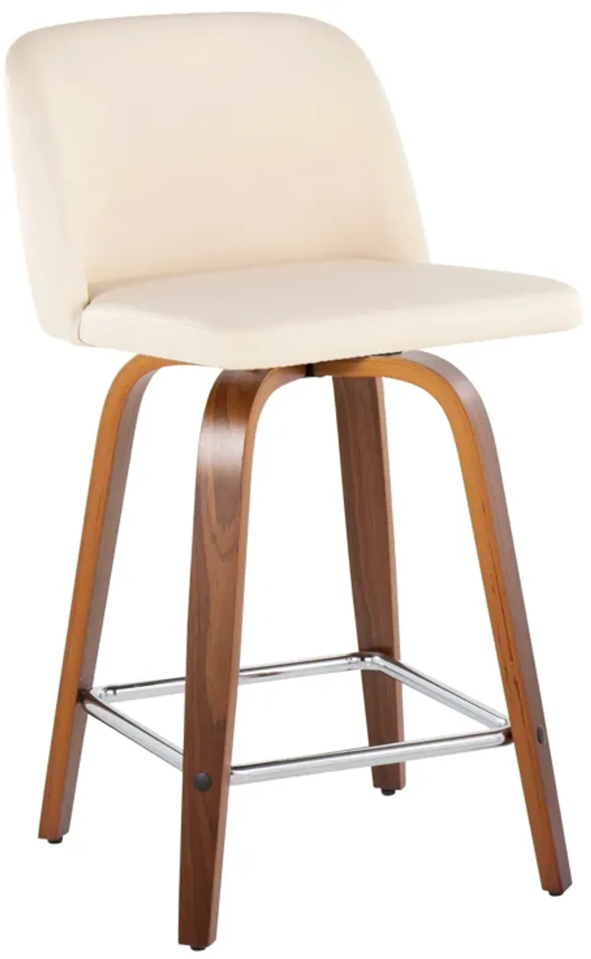 Toriano - Mid Century Modern Fixed Height Counter Stool With Swivel & Square Footrest (Set of 2)