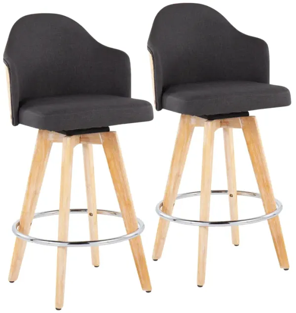 Ahoy - Contemporary Fixed Height Counter Stool & Round Footrest (Set of 2)